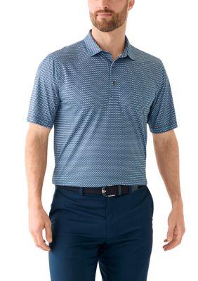 Greg Norman Collection Men's Flying Kites Printed Polo Shirt, Navy Blue, XL