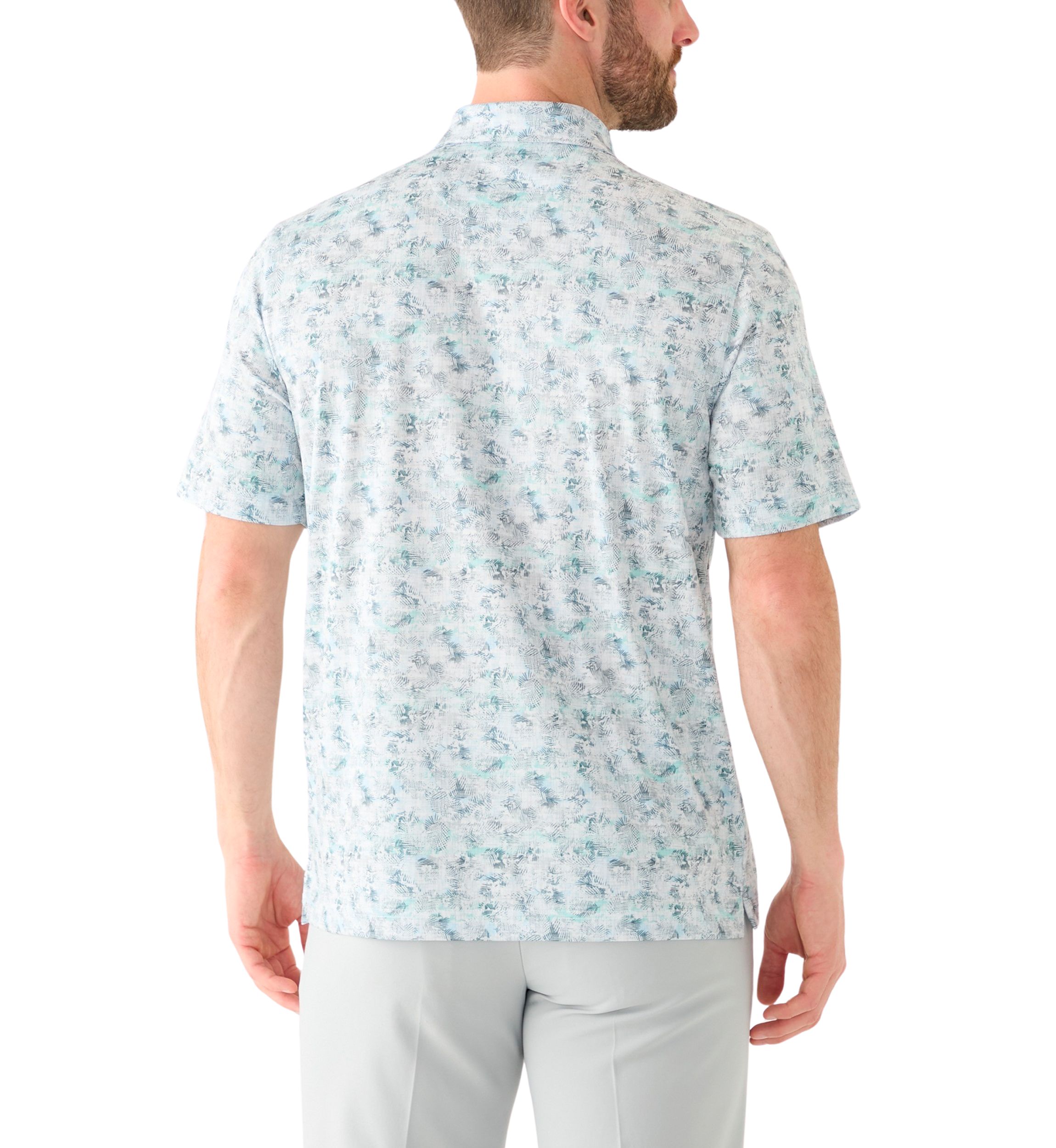 Mens Cassava Leaf Printed Polo Shirt