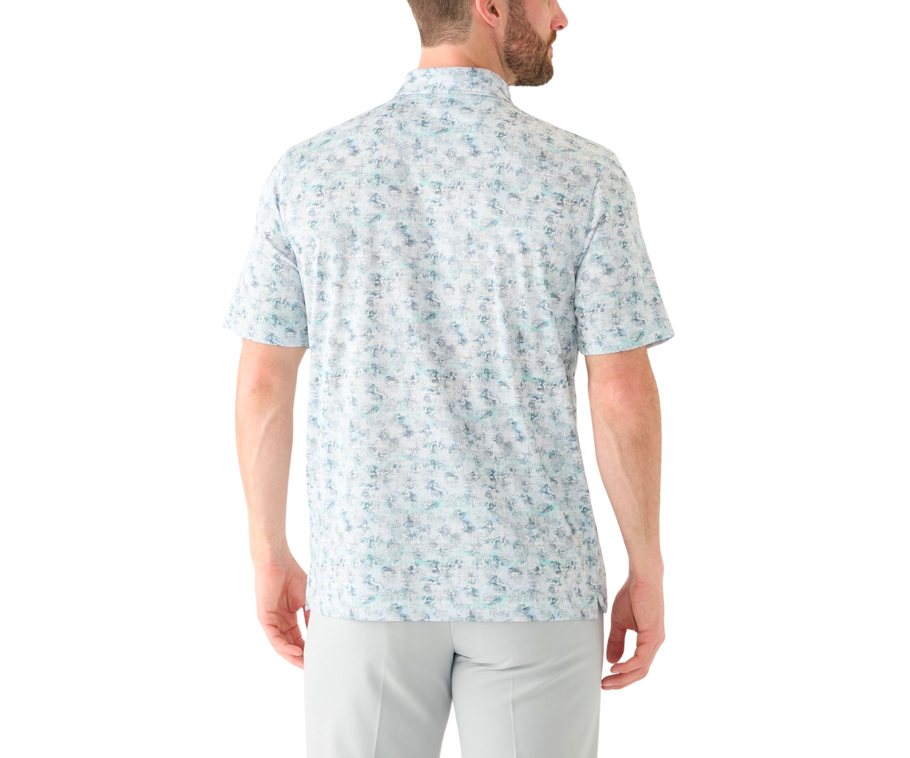 Mens Cassava Leaf Printed Polo Shirt