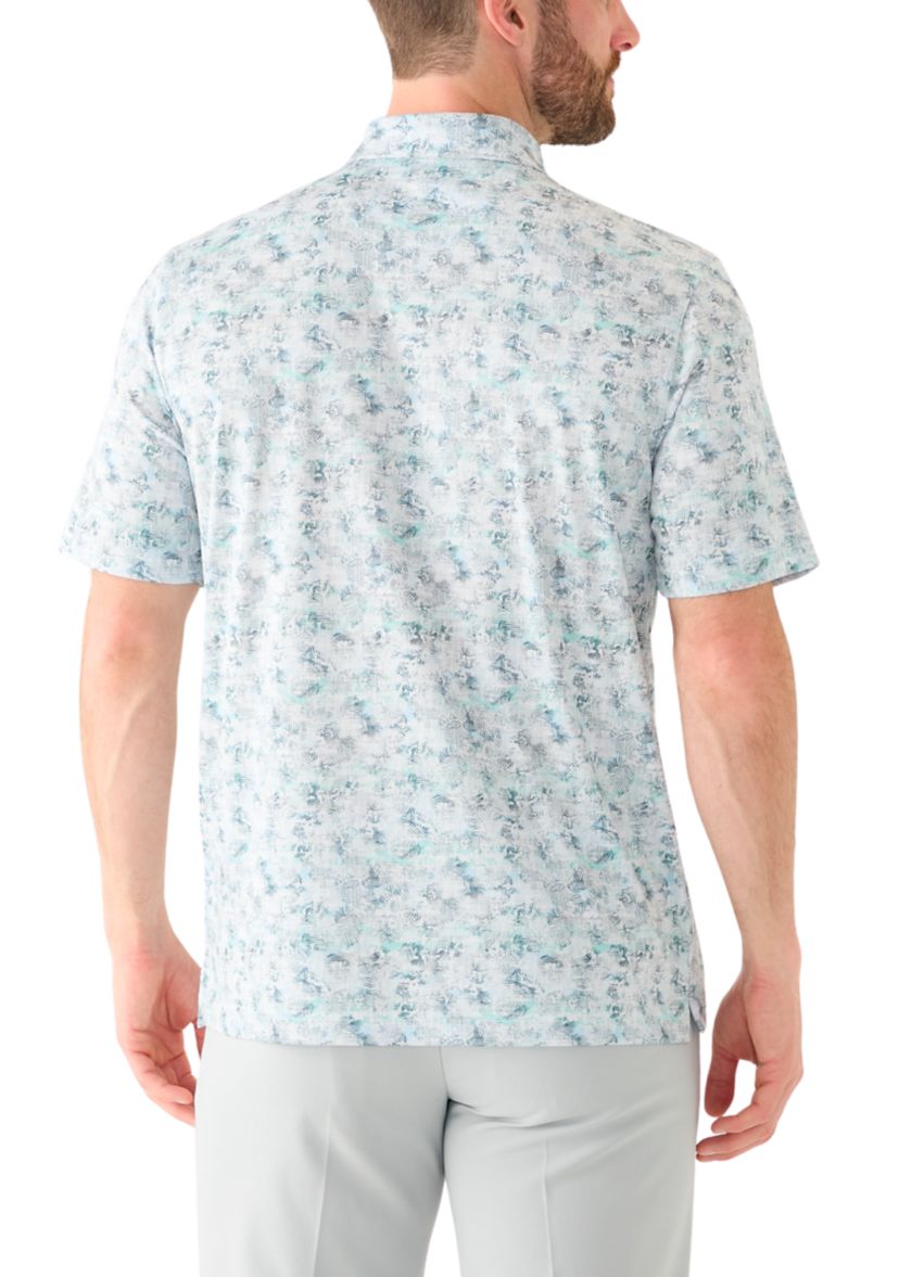 Mens Cassava Leaf Printed Polo Shirt