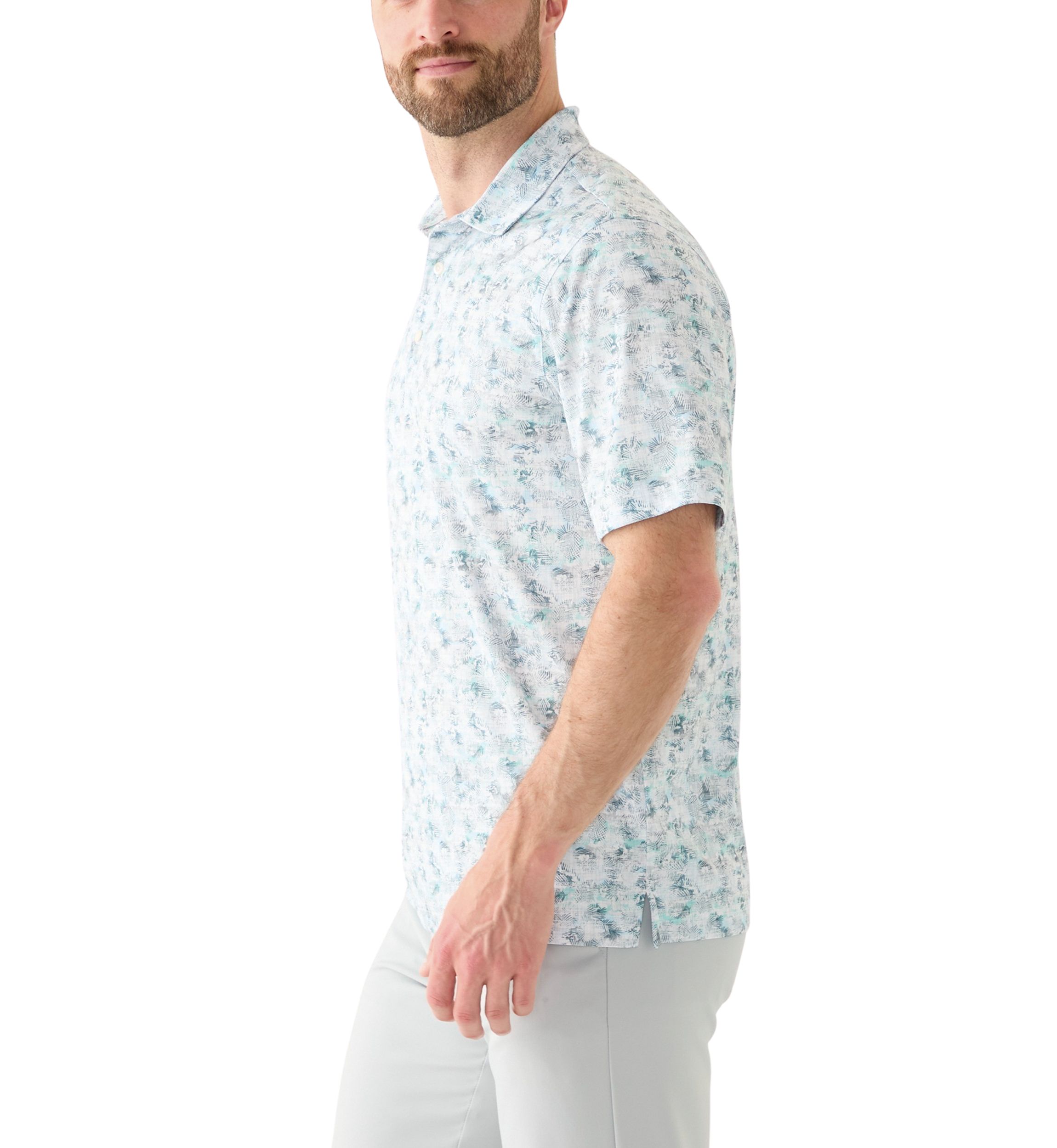 Mens Cassava Leaf Printed Polo Shirt