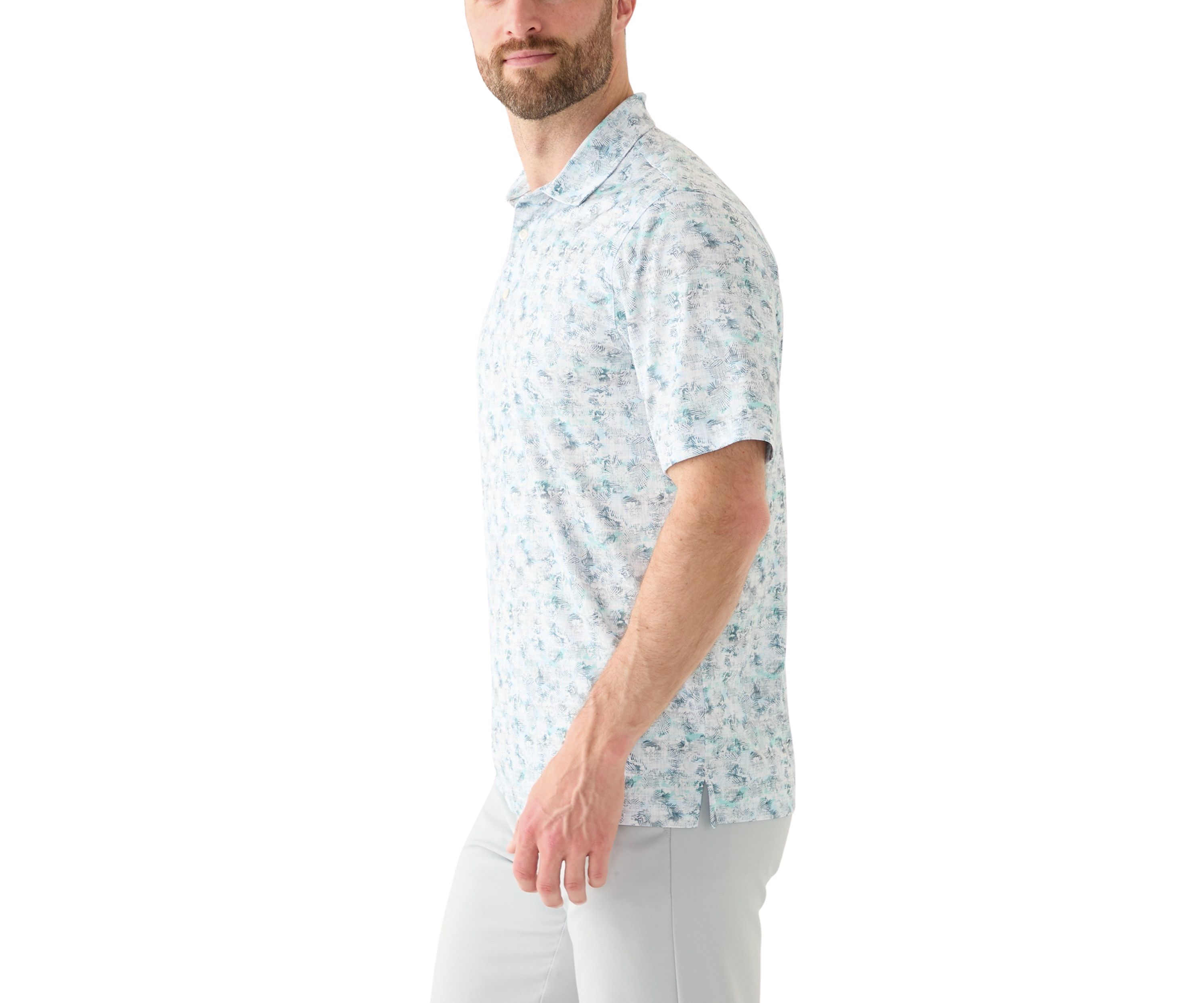 Mens Cassava Leaf Printed Polo Shirt