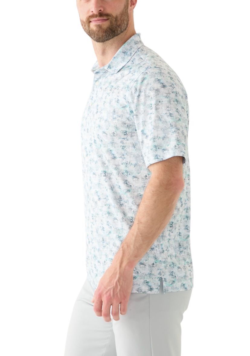 Mens Cassava Leaf Printed Polo Shirt
