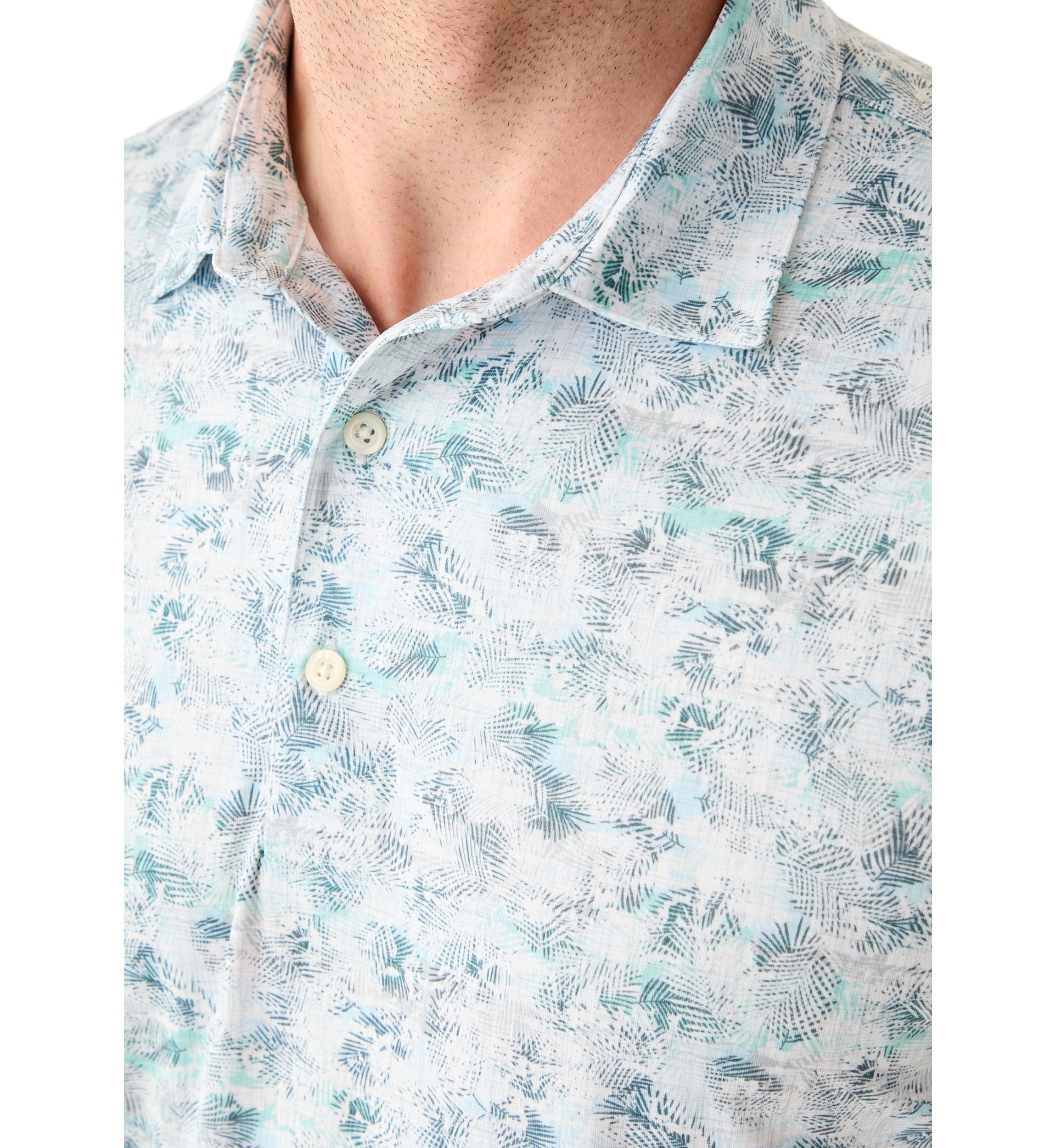 Mens Cassava Leaf Printed Polo Shirt