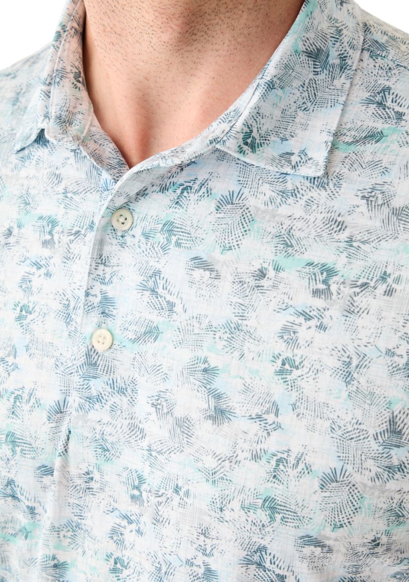 Mens Cassava Leaf Printed Polo Shirt