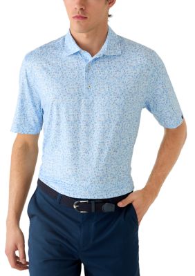Greg Norman Collection Men's Scattered Shark Tail Shirt, Navy Blue, XL