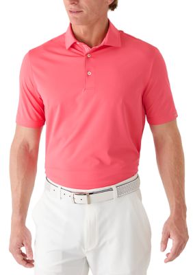 Greg Norman Collection Men's Textured Solid Shirt, Coral, 2XL