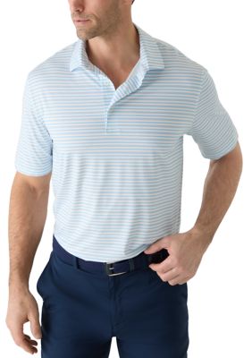 Greg Norman Collection Men's Days Off Striped Polo Shirt, Blue, 2XL