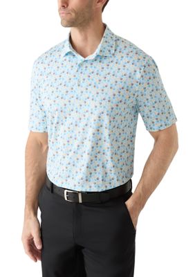 Greg Norman Collection Men's Geometric Print Shirt, White, 2XL