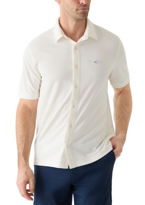 Greg Norman Collection Men's Full Button Piqué Polo Shirt, 2XL