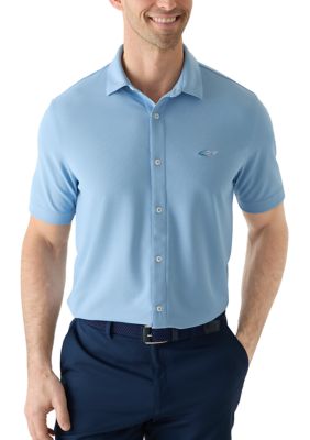 Greg Norman Collection Men's Full Button Piqué Polo Shirt, 2XL