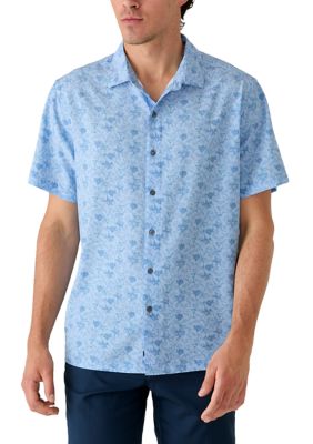 Greg Norman Collection Men's Short Sleeve Hawaiian Martini Printed Seersucker Shirt