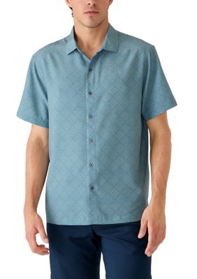 Greg Norman Collection Men's Summer Breeze Geo Printed Seersucker Shirt