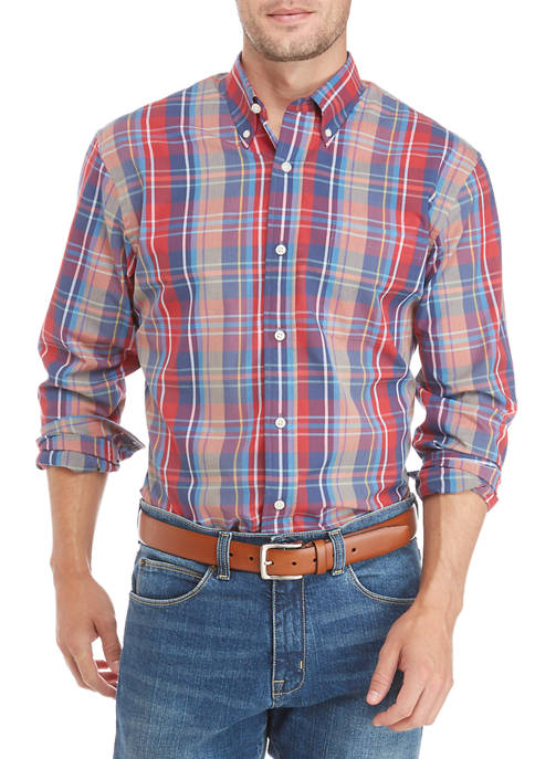 Saddlebred® Long Sleeve Plaid Button Front Shirt | belk
