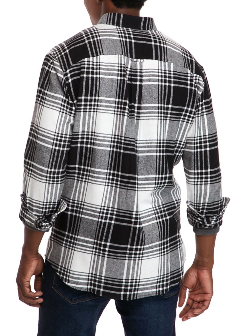 Long Sleeve Flannel Plaid Woven Shirt