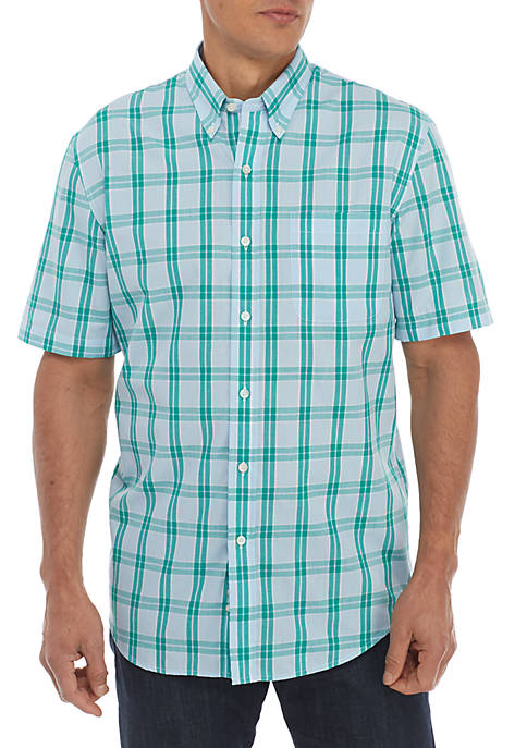 Saddlebred® Short Sleeve Plaid Button Down Shirt | belk