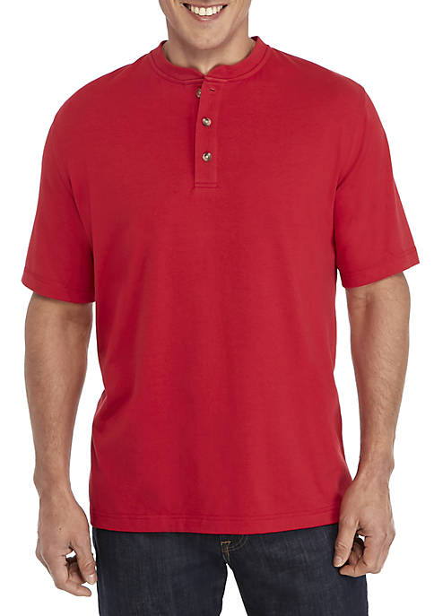Saddlebred® Comfort Flex Solid Short Sleeve Henley Shirt | belk
