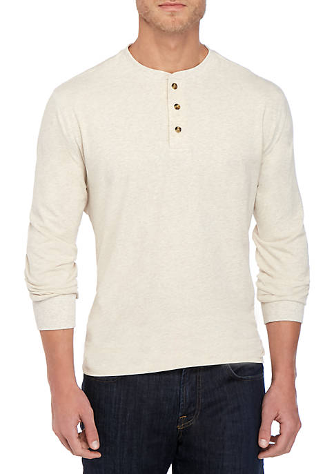 Saddlebred® Comfort Flex Long Sleeve Jersey Solid Henley Shirt | belk
