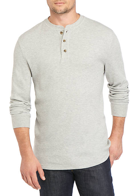 Saddlebred® Comfort Flex Long Sleeve Thermal Solid Henley Shirt | belk