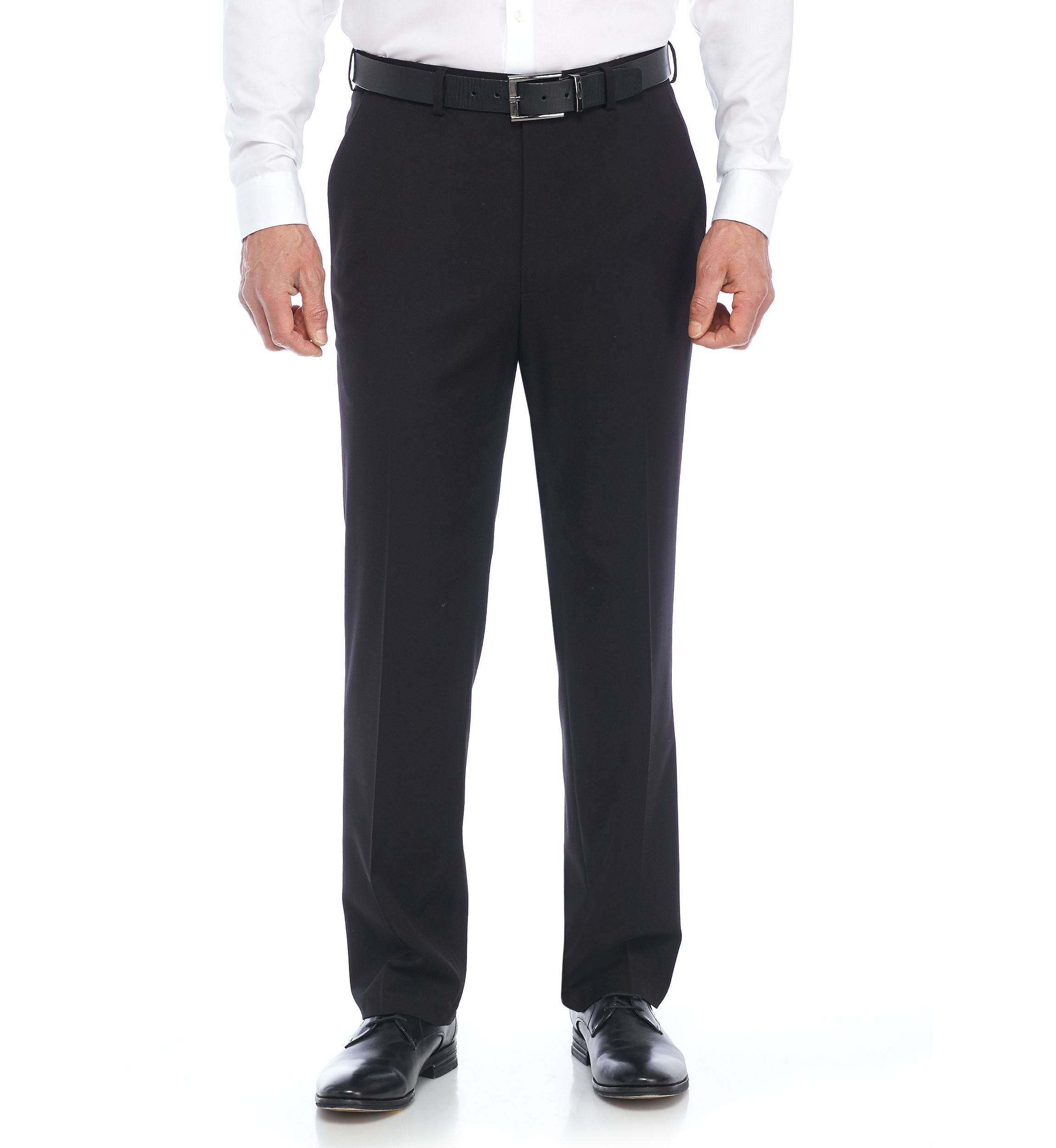 Solid Flat Front Stretch Pants