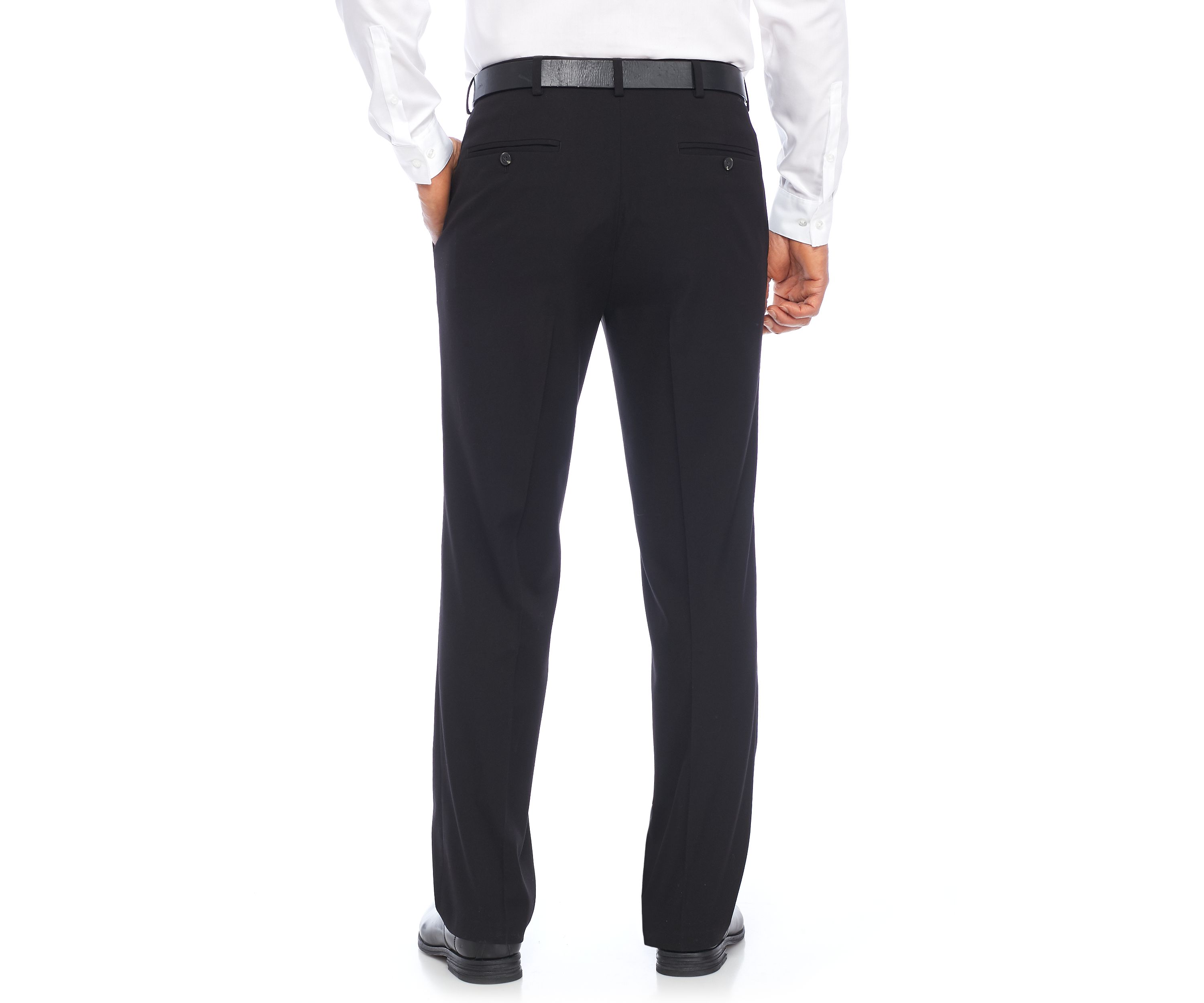 Solid Flat Front Stretch Pants