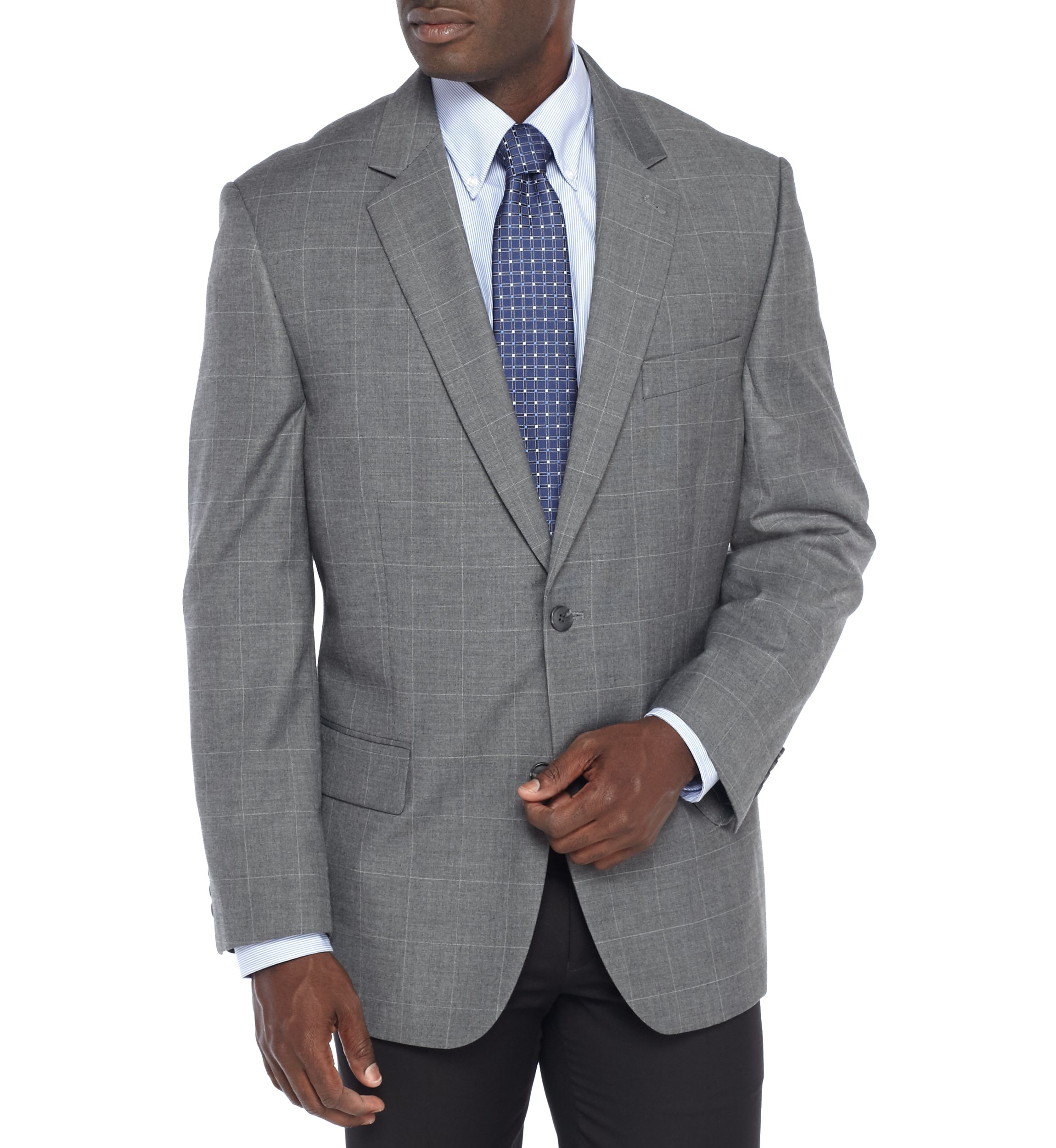 Windowpane Stretch Suit Coat