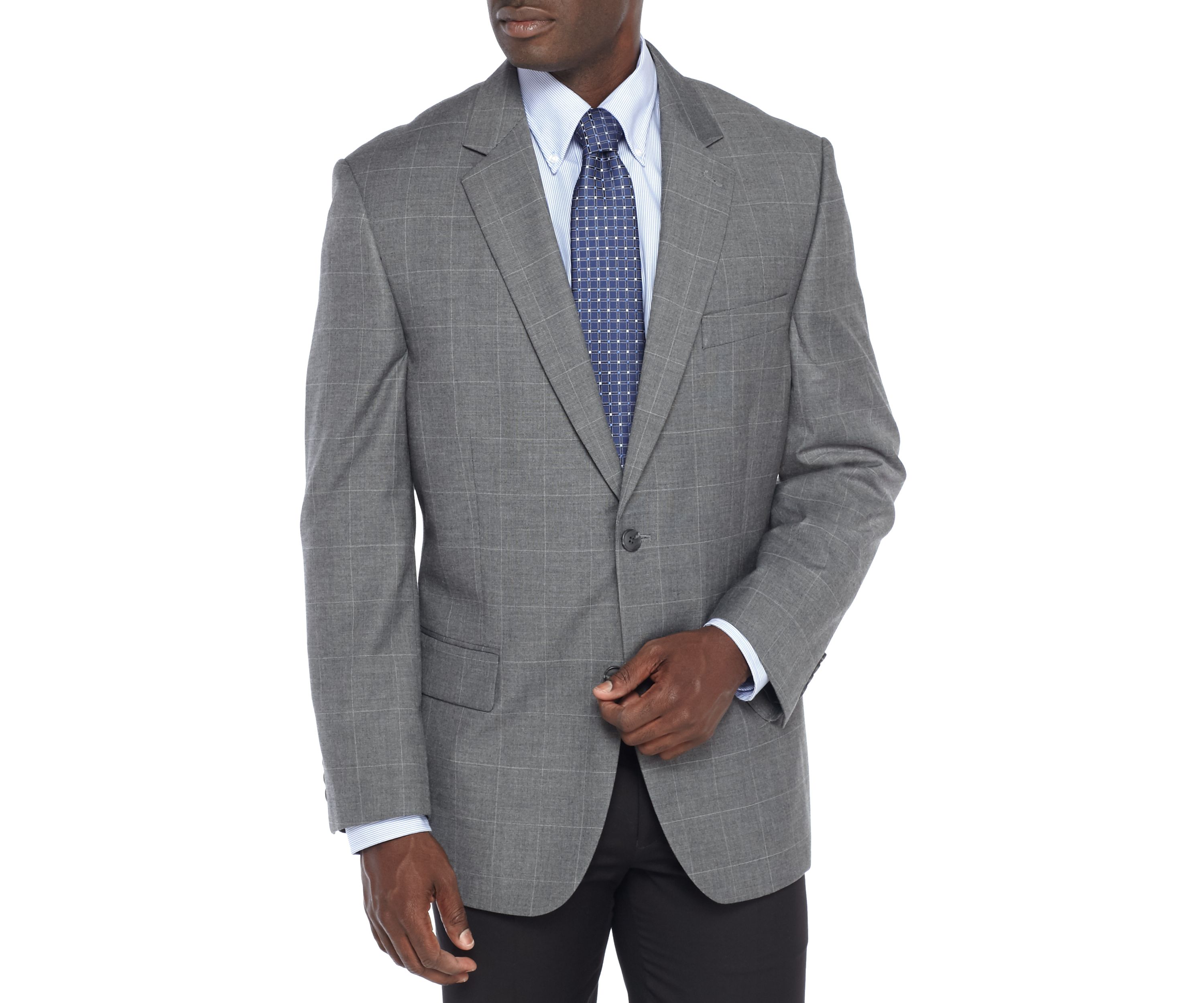 Windowpane Stretch Suit Coat