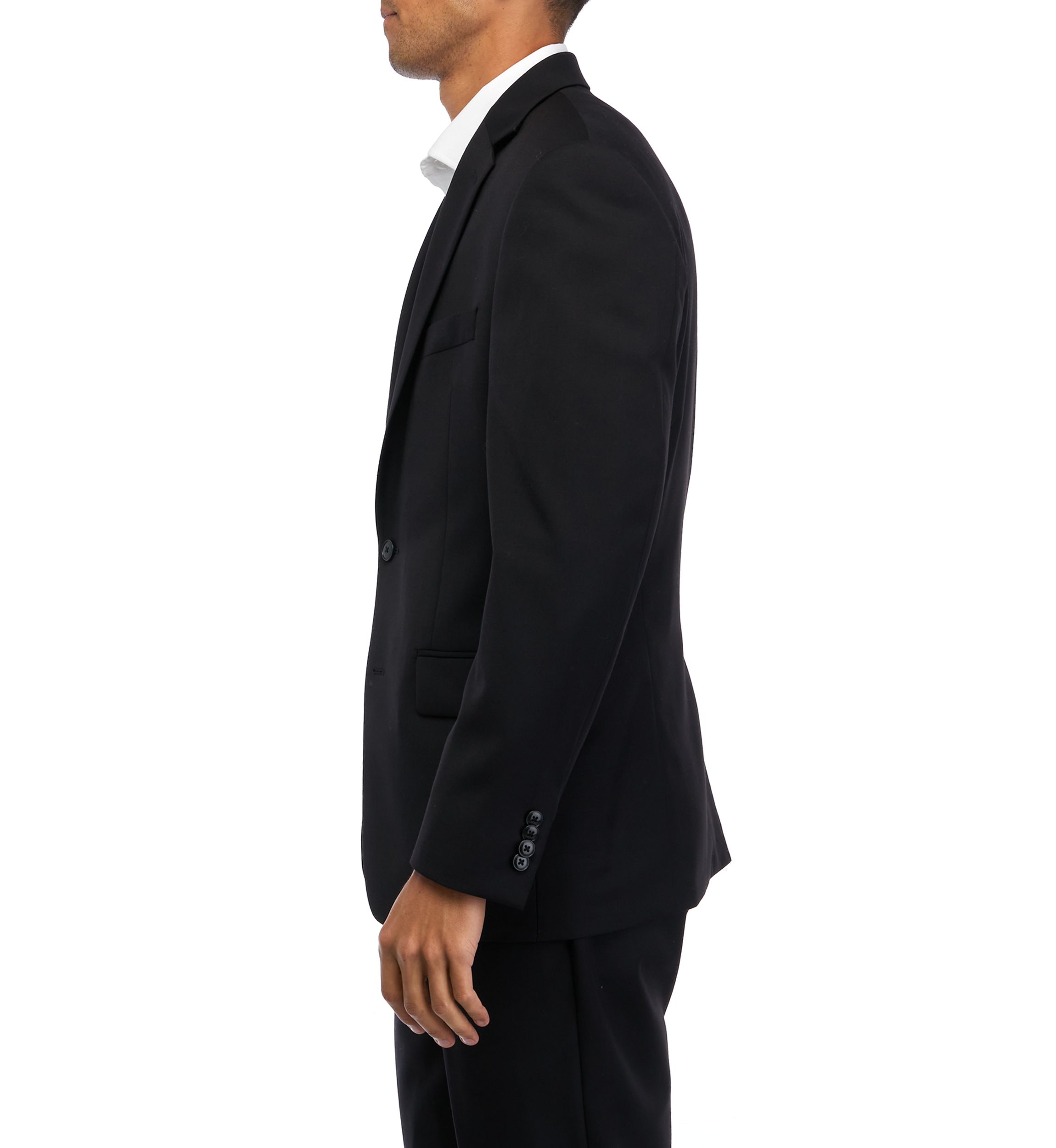 Black Solid Suit Coat