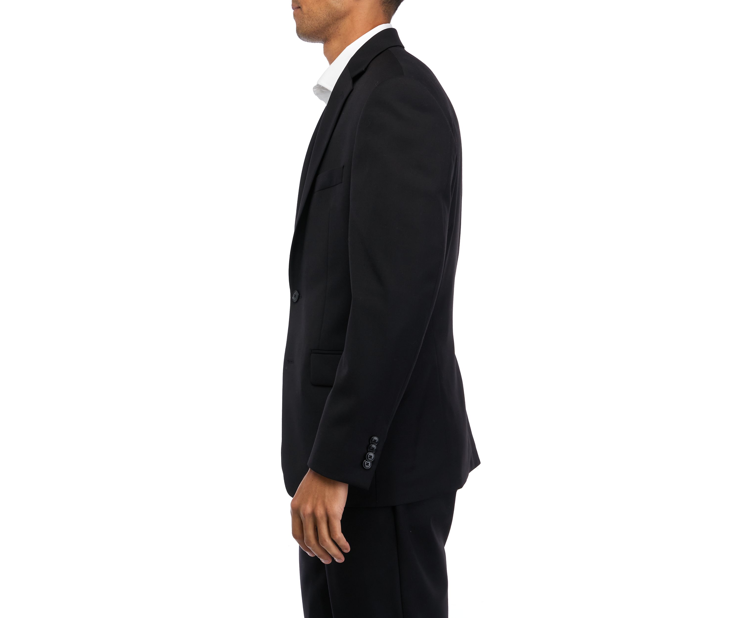 Black Solid Suit Coat