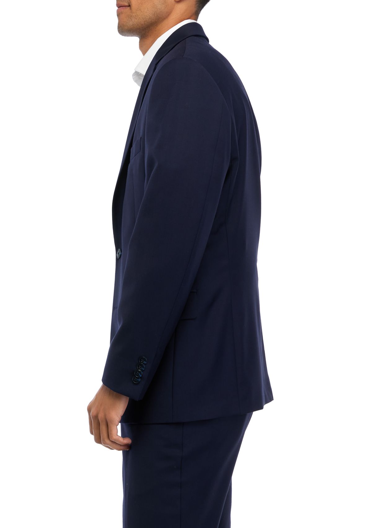 Mens Navy Solid Suit Coat 