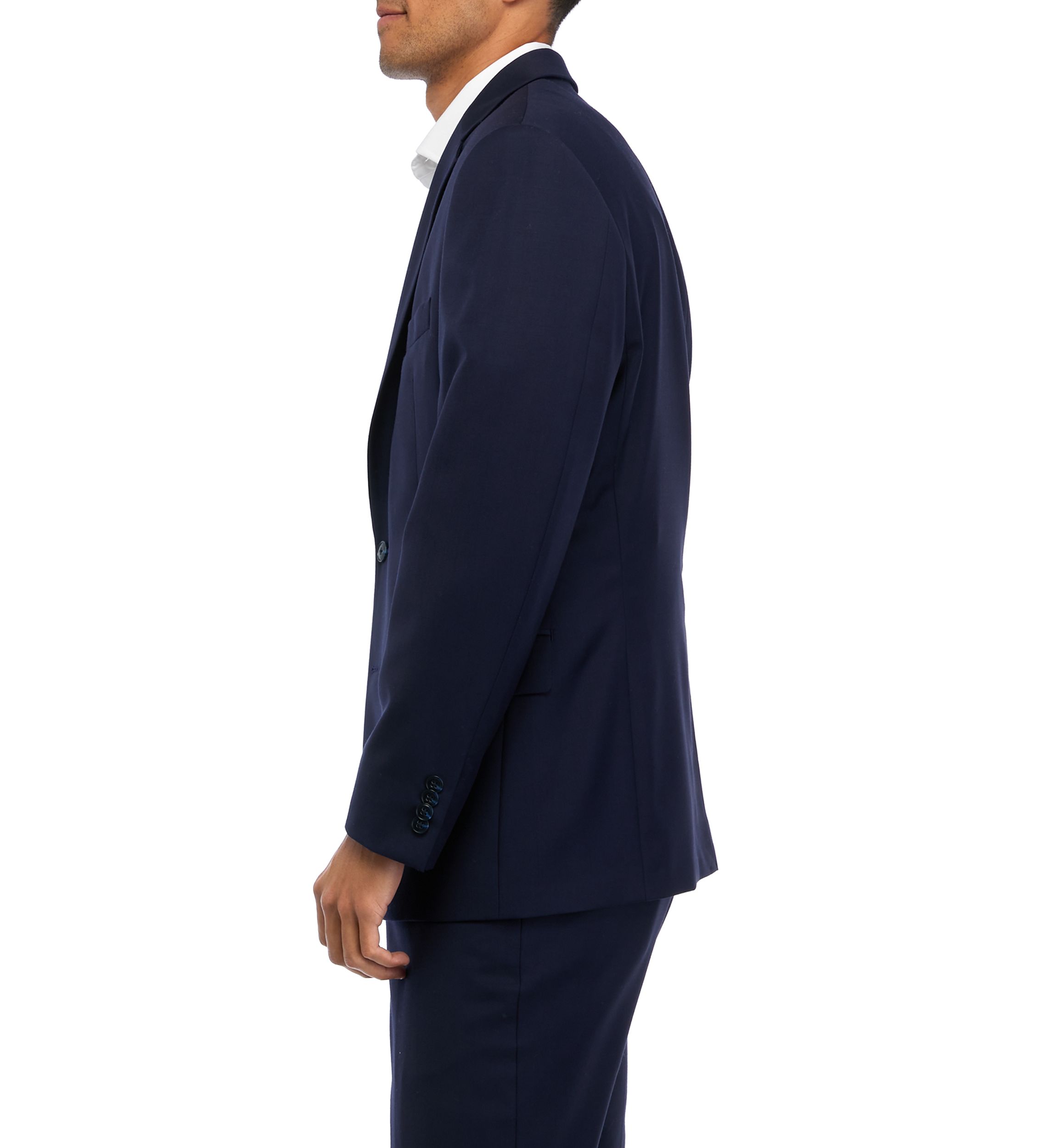 Mens Navy Solid Suit Coat 