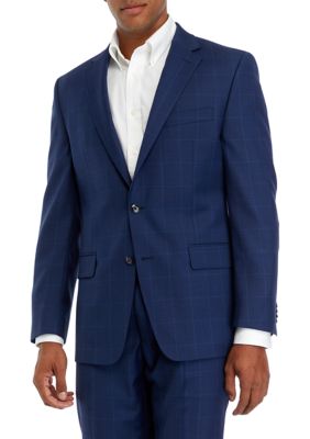 MICHAEL Michael Kors Men's Windowpane Suit Separate Coat, Navy Blue, 46 Long -  0627502020857