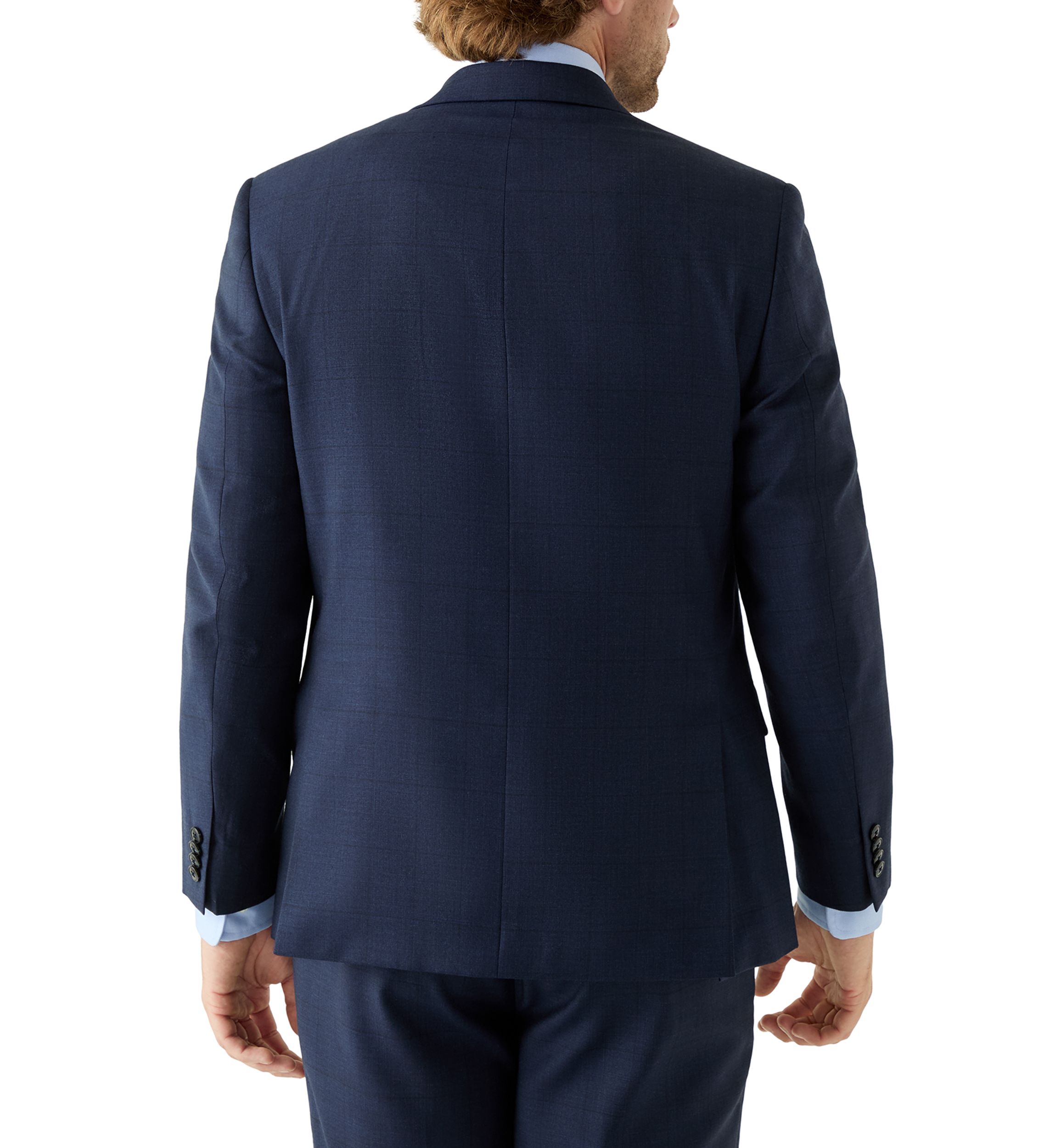 Tonal Blue Windowpane Suit Jacket