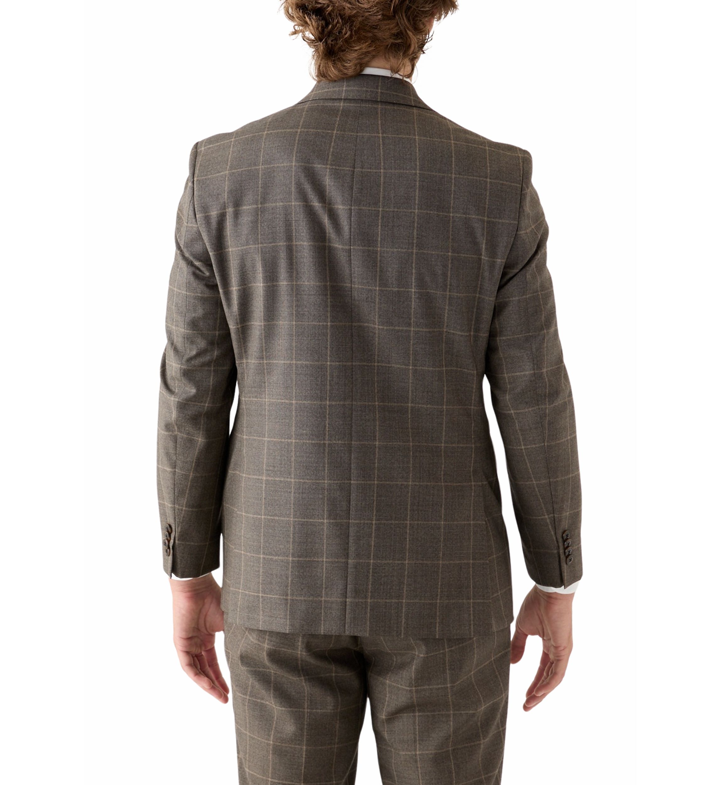 Tonal Brown Windowpane Printed Suit Separate Jacket