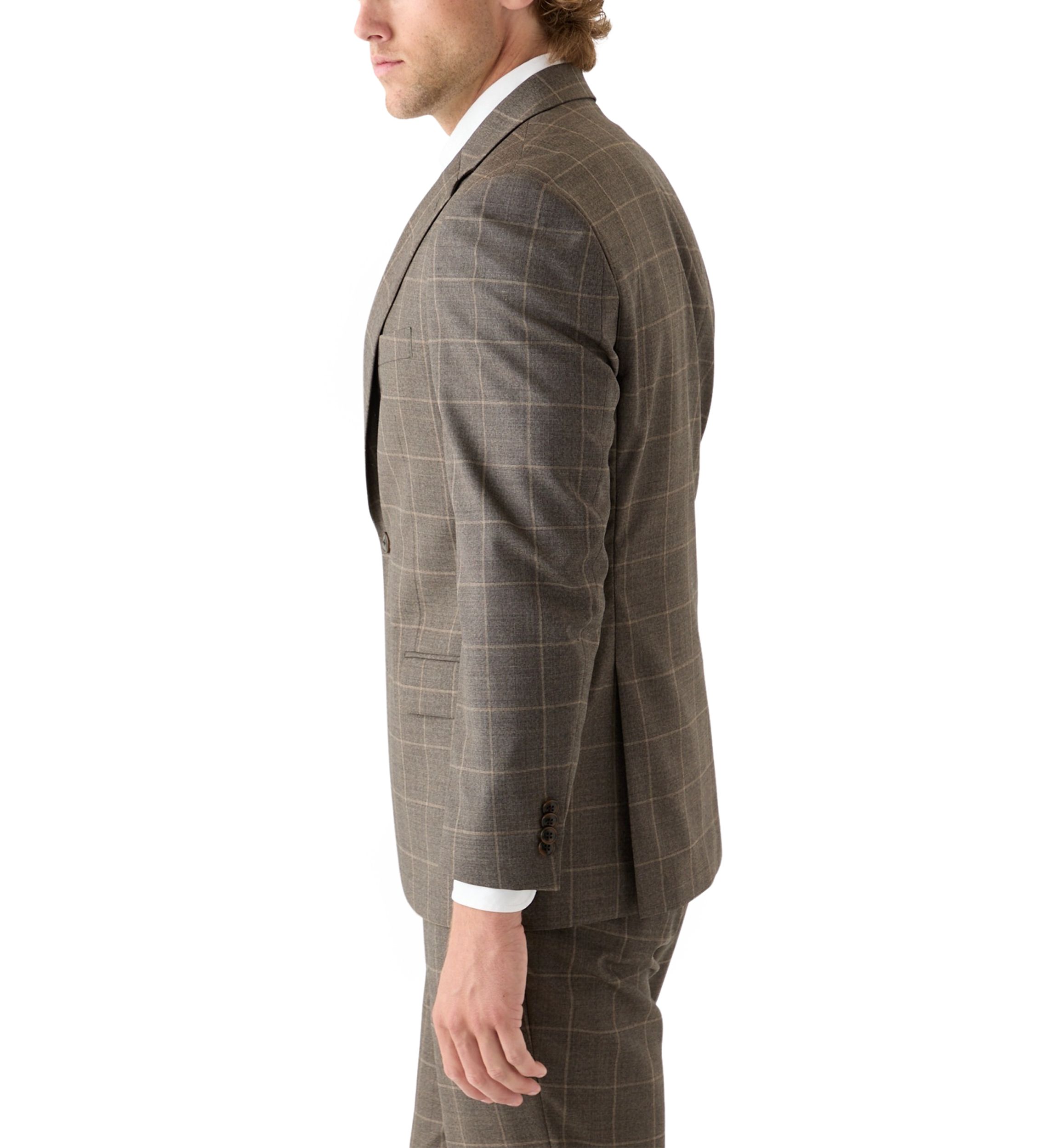 Tonal Brown Windowpane Printed Suit Separate Jacket