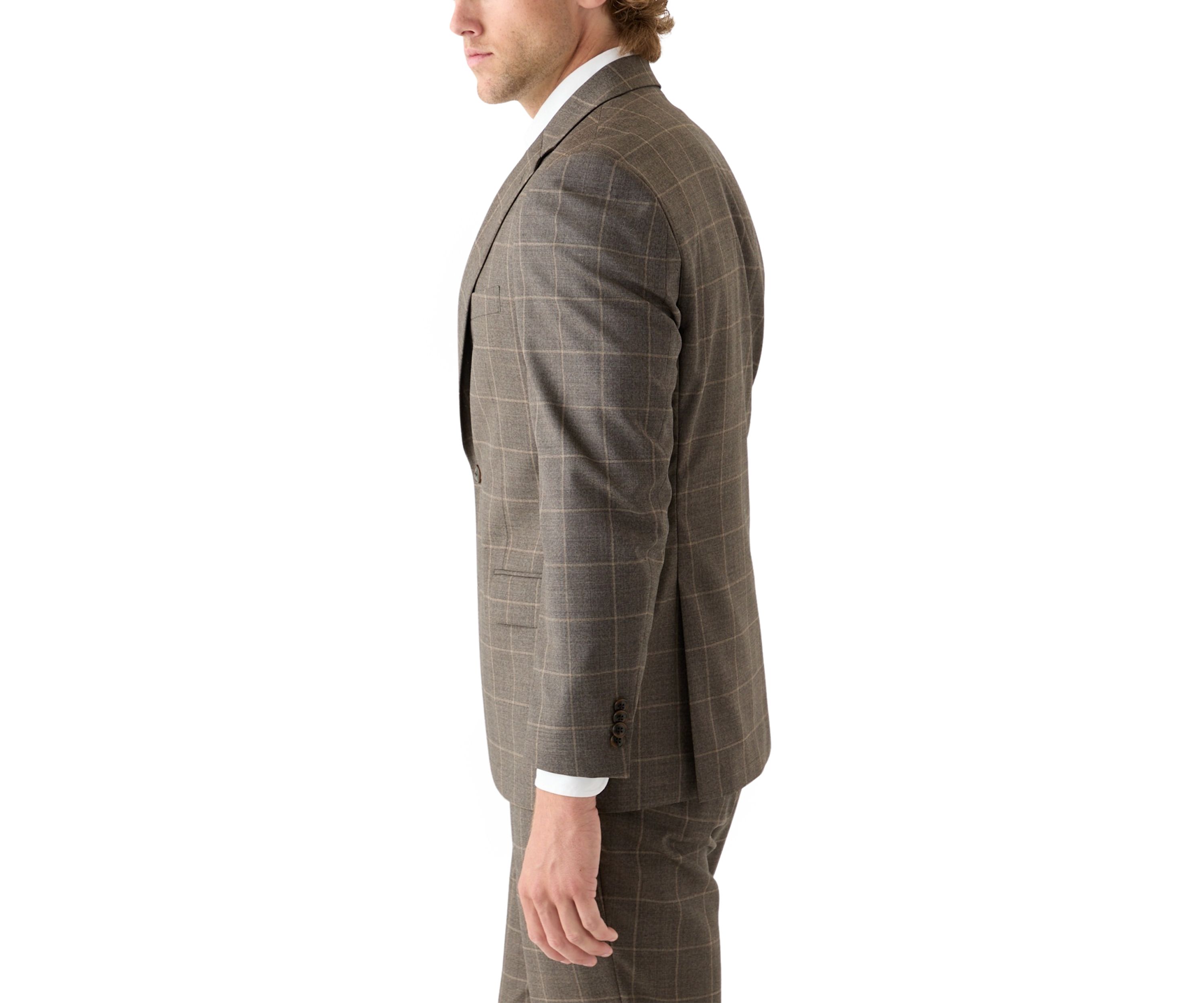 Tonal Brown Windowpane Printed Suit Separate Jacket
