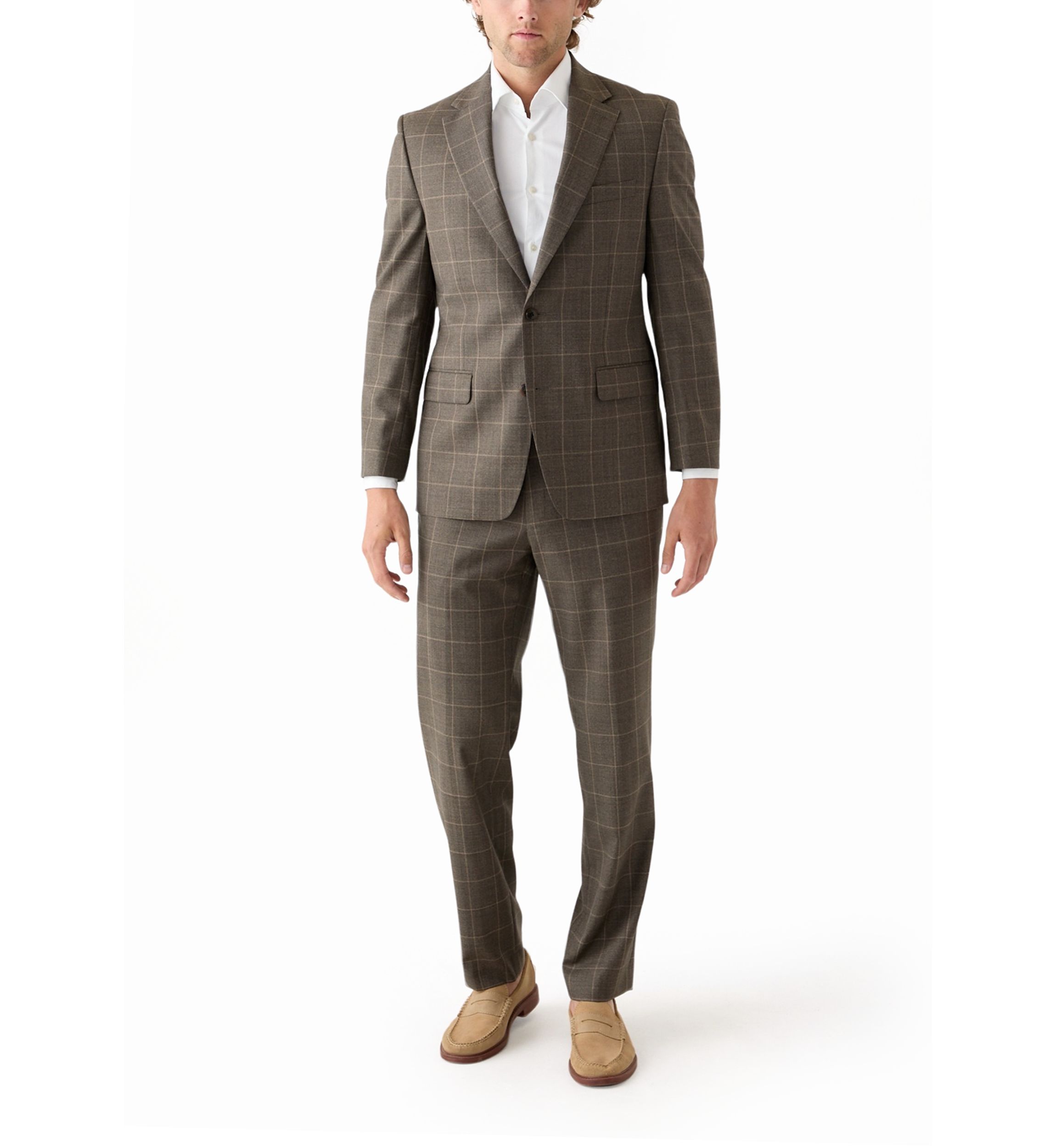 Tonal Brown Windowpane Printed Suit Separate Jacket
