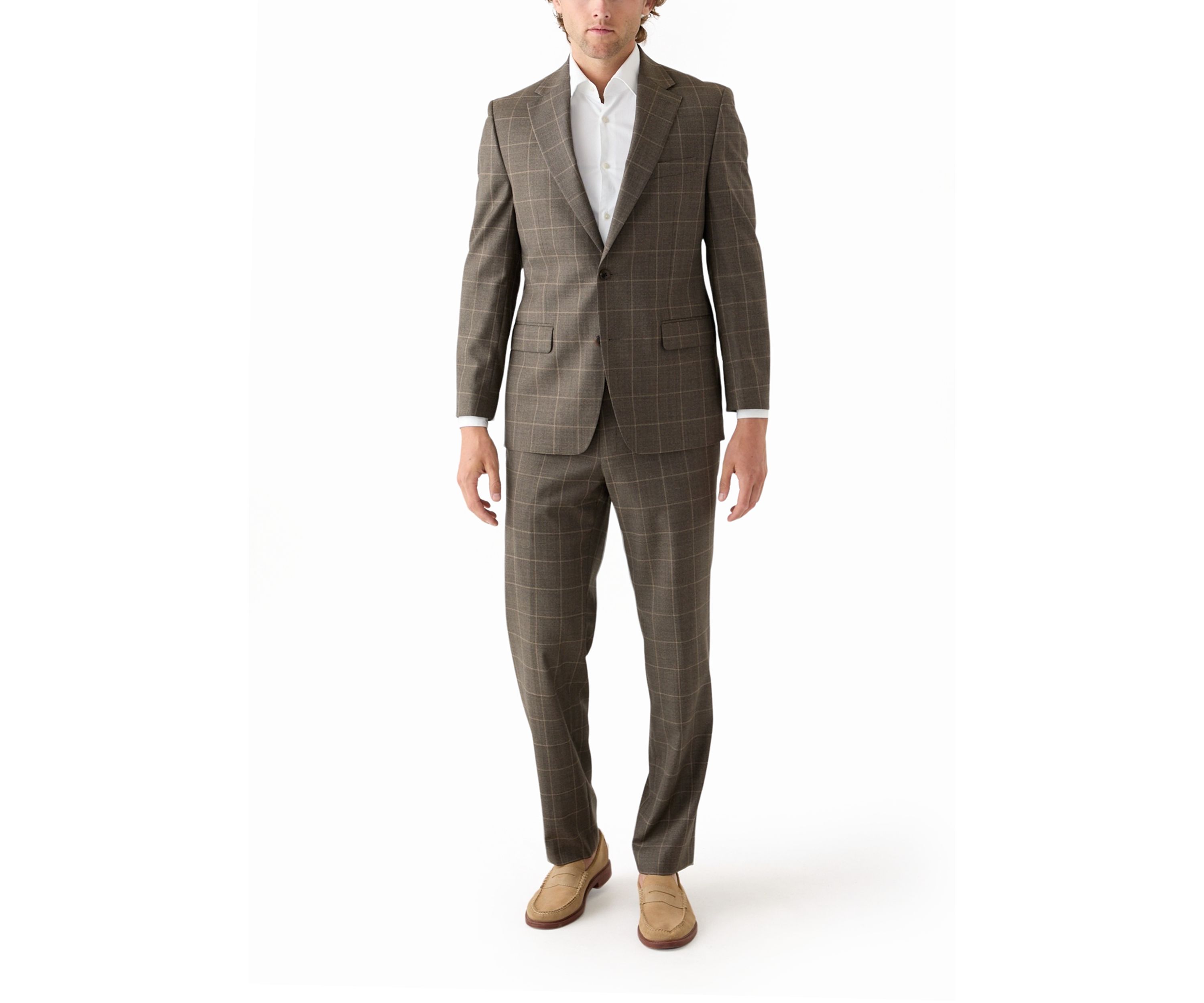 Tonal Brown Windowpane Printed Suit Separate Jacket