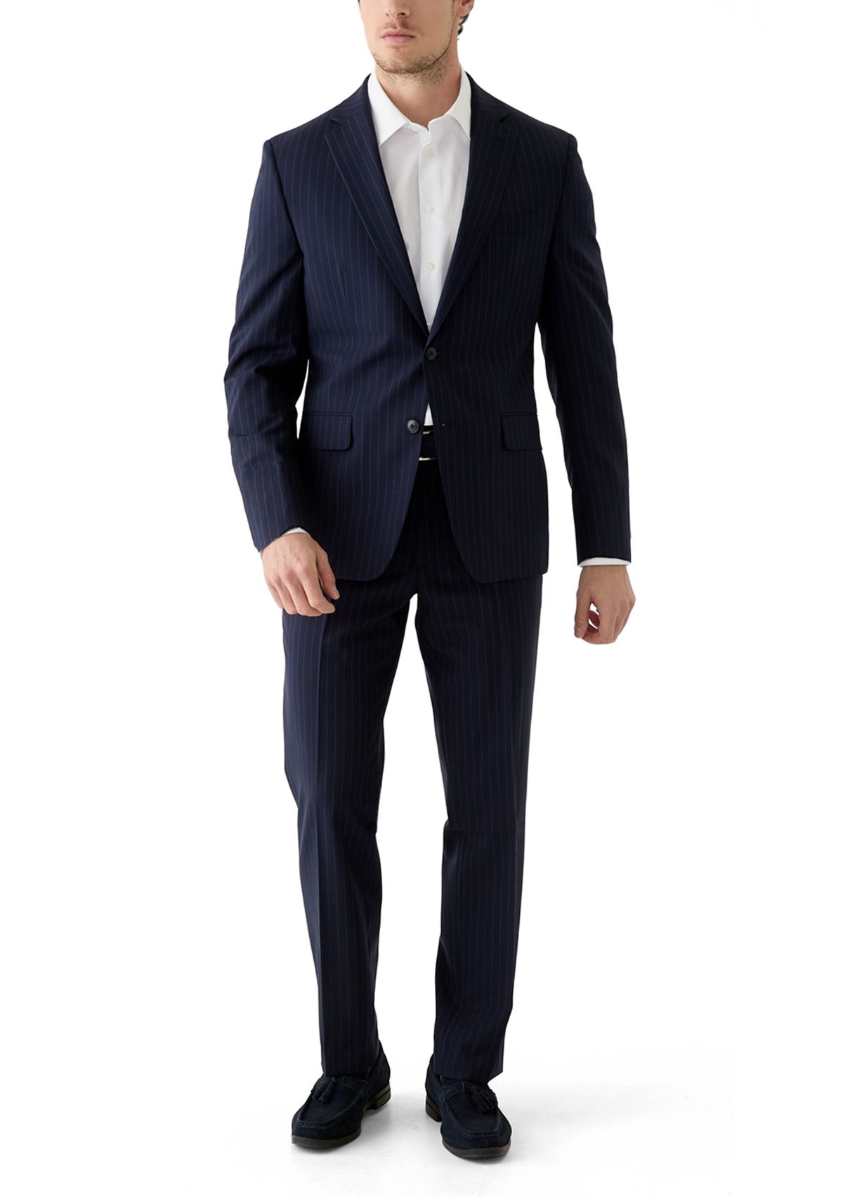 Single Breasted Two Button Front Two Flap Pockets Notch Lapel Suit