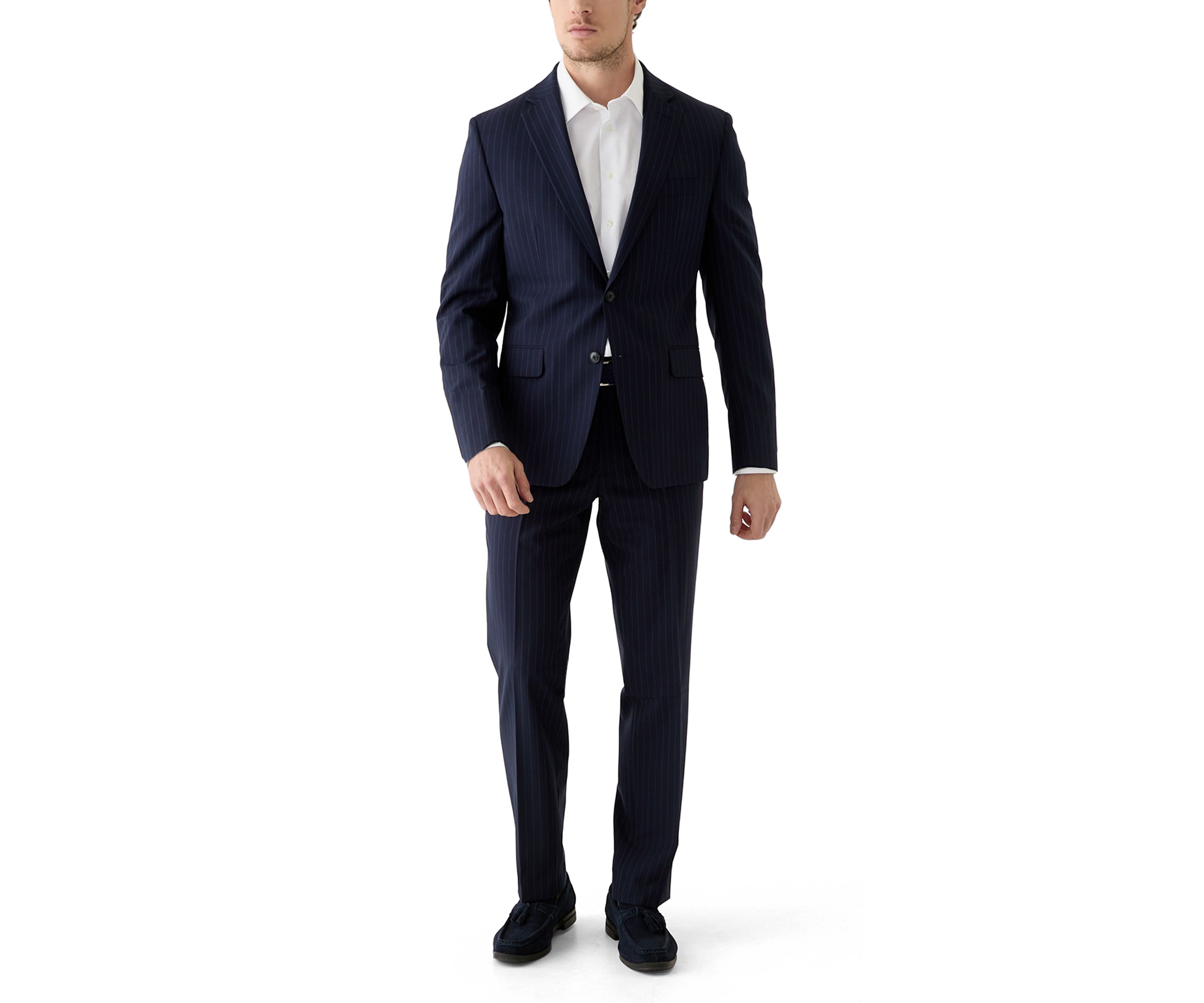 Single Breasted Two Button Front Two Flap Pockets Notch Lapel Suit