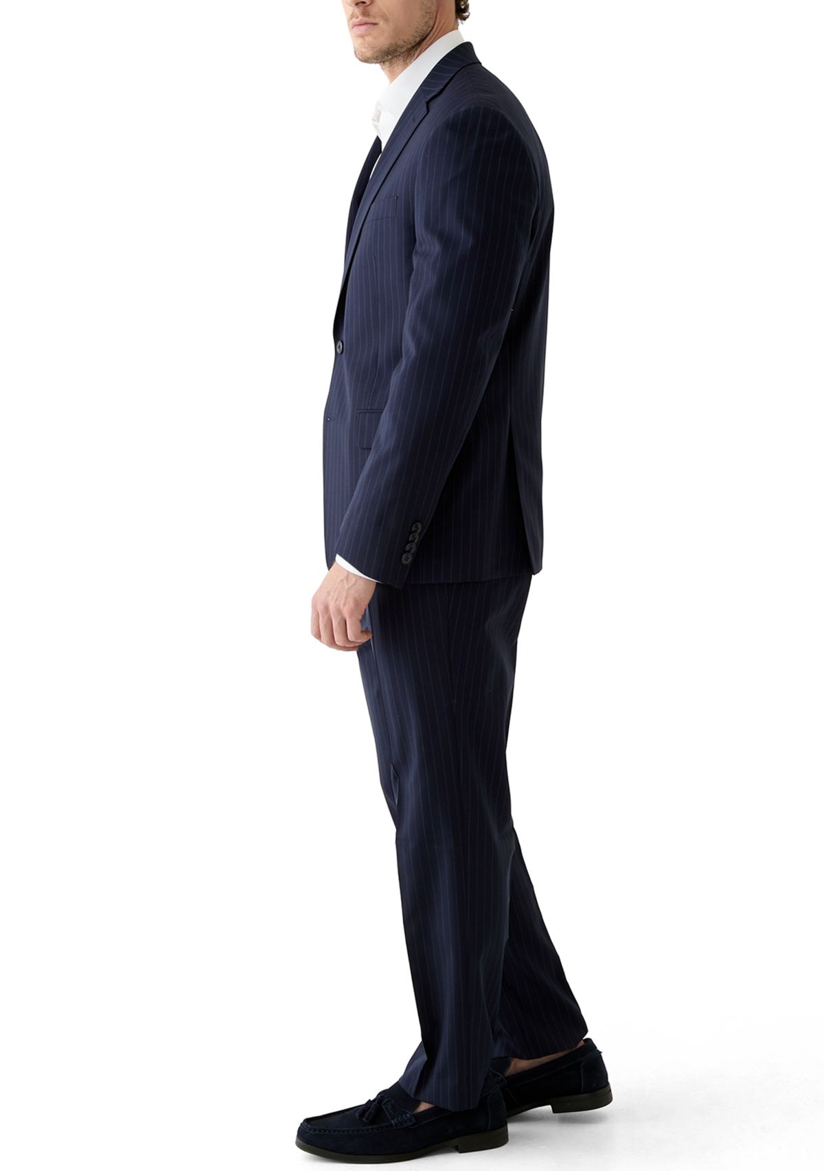 Single Breasted Two Button Front Two Flap Pockets Notch Lapel Suit