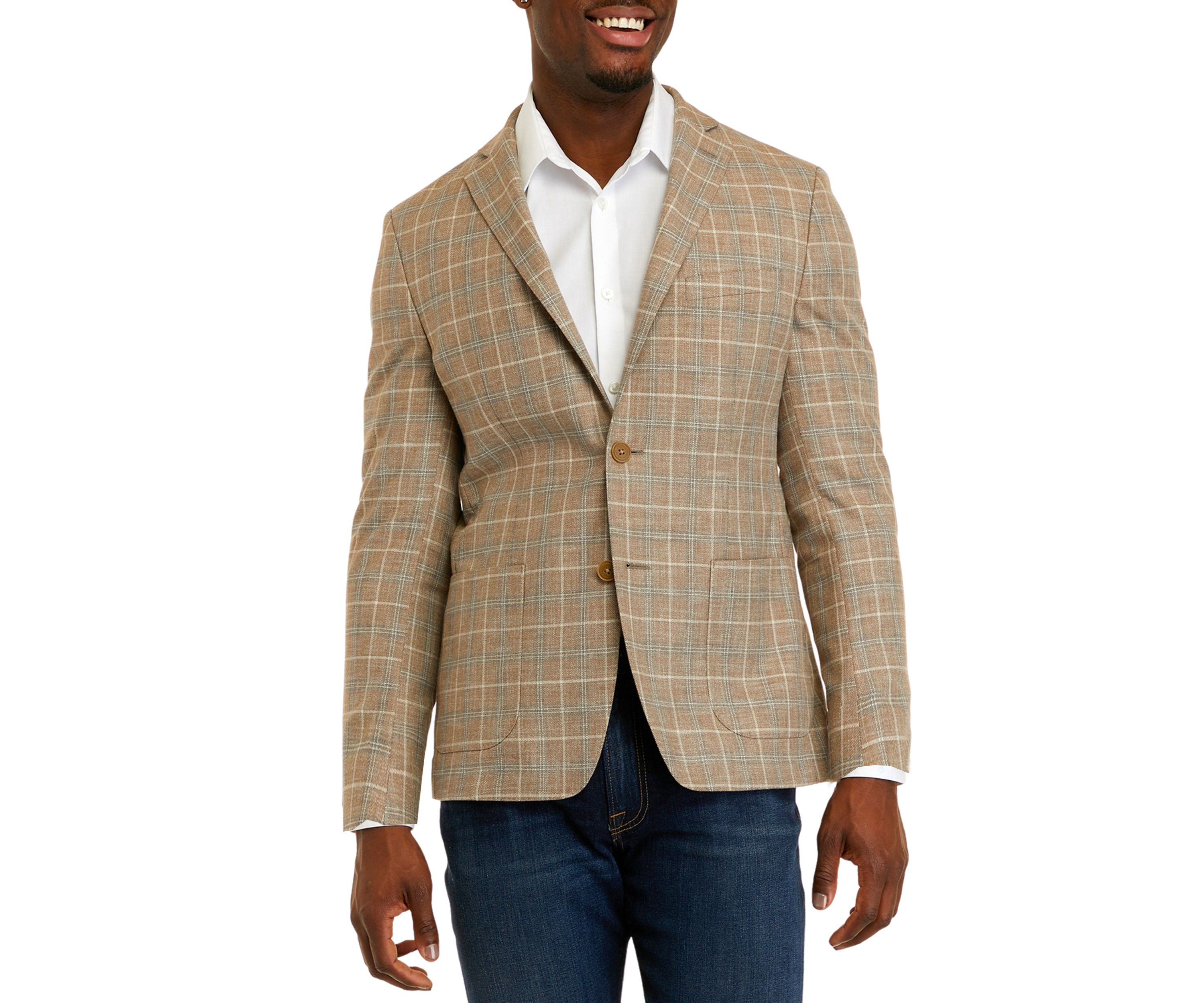 Mens Windowpane Plaid Sport Coat