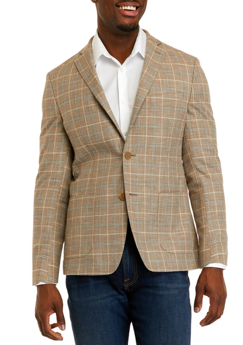 Mens Windowpane Plaid Sport Coat