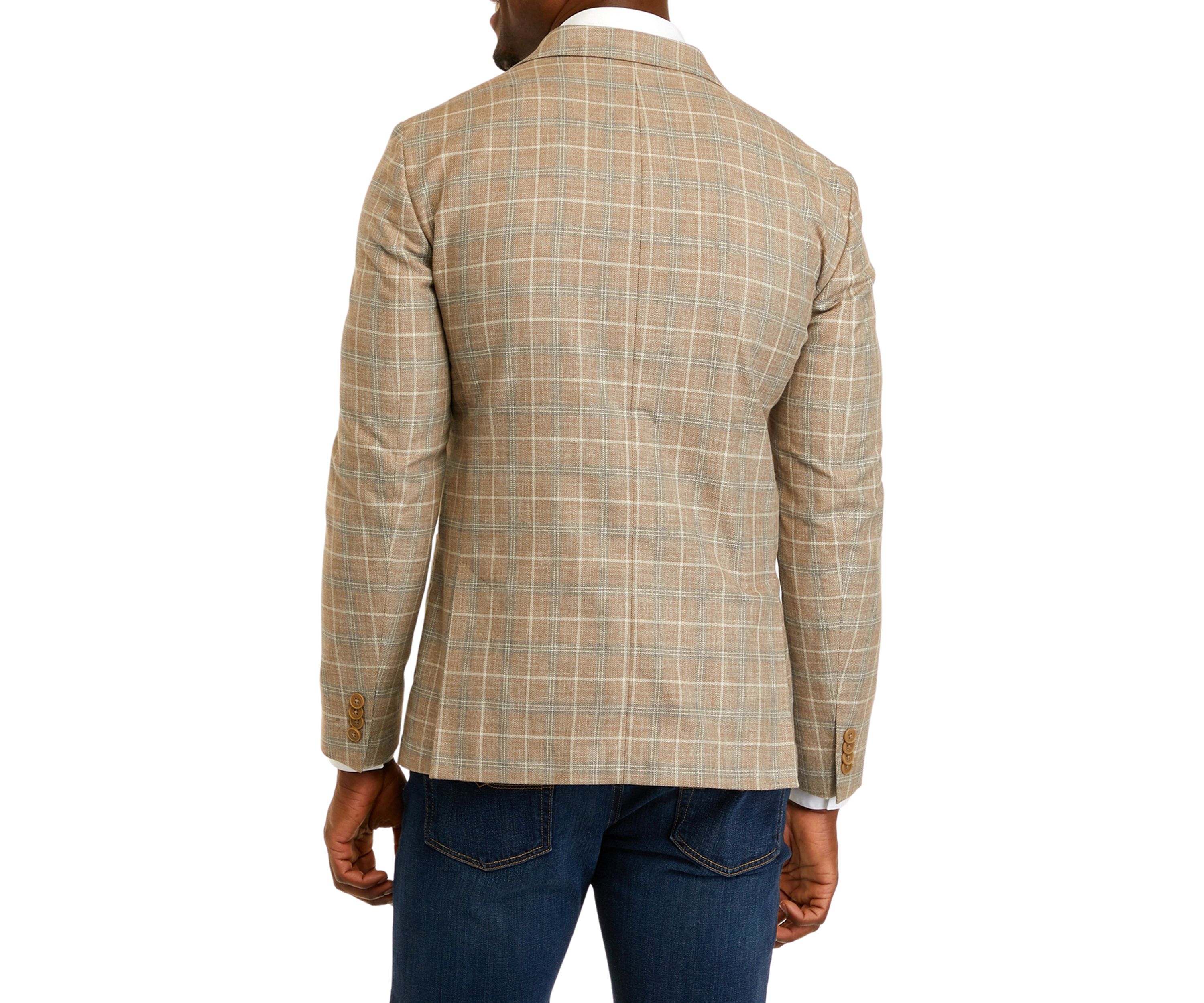 Mens Windowpane Plaid Sport Coat