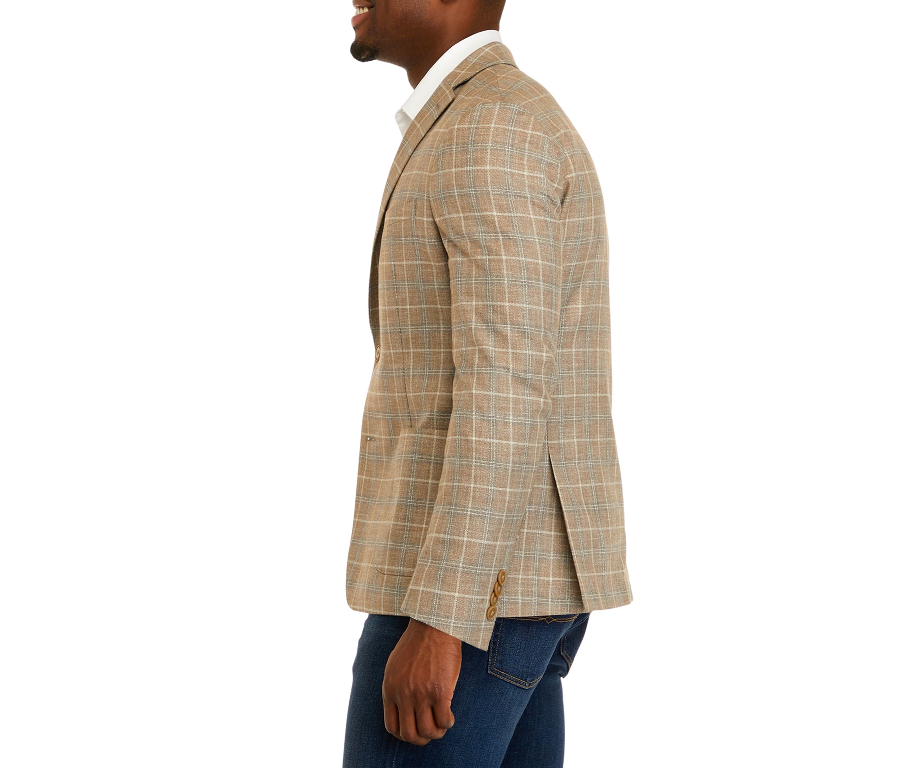 Mens Windowpane Plaid Sport Coat