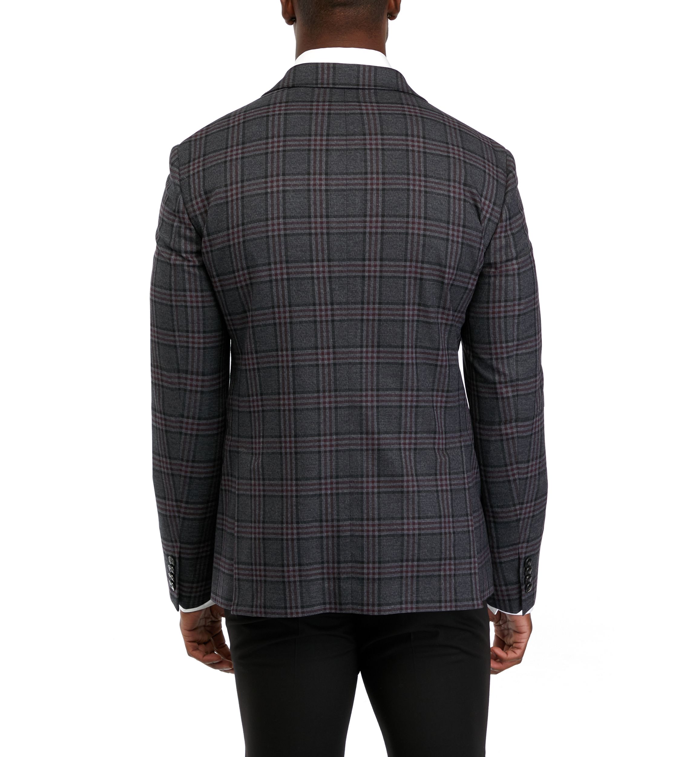 Single Breasted 2-Button-Front Plaid Blazer 