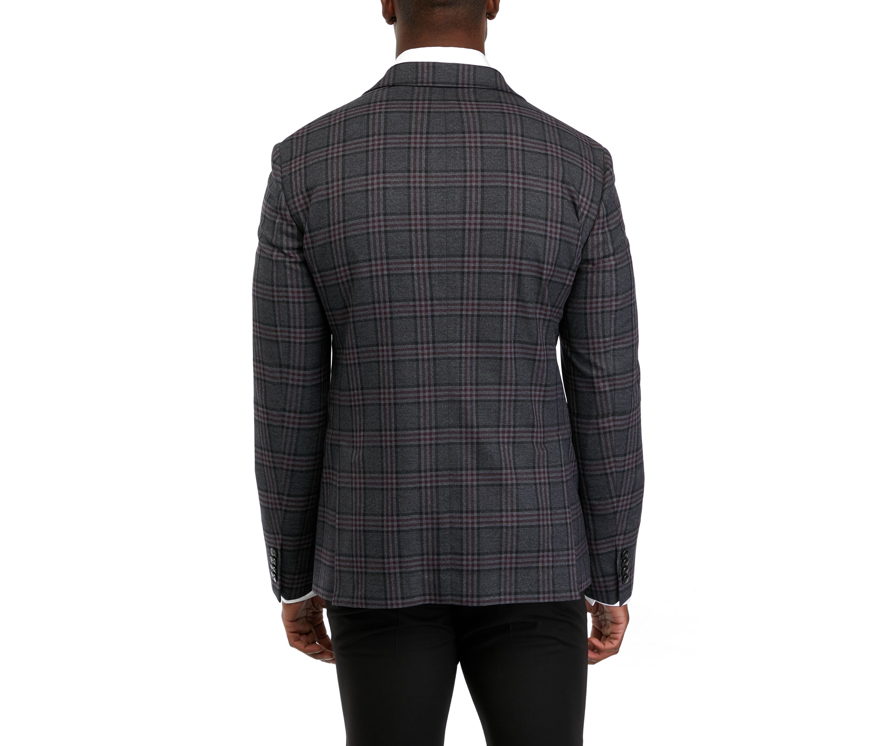 Single Breasted 2-Button-Front Plaid Blazer 