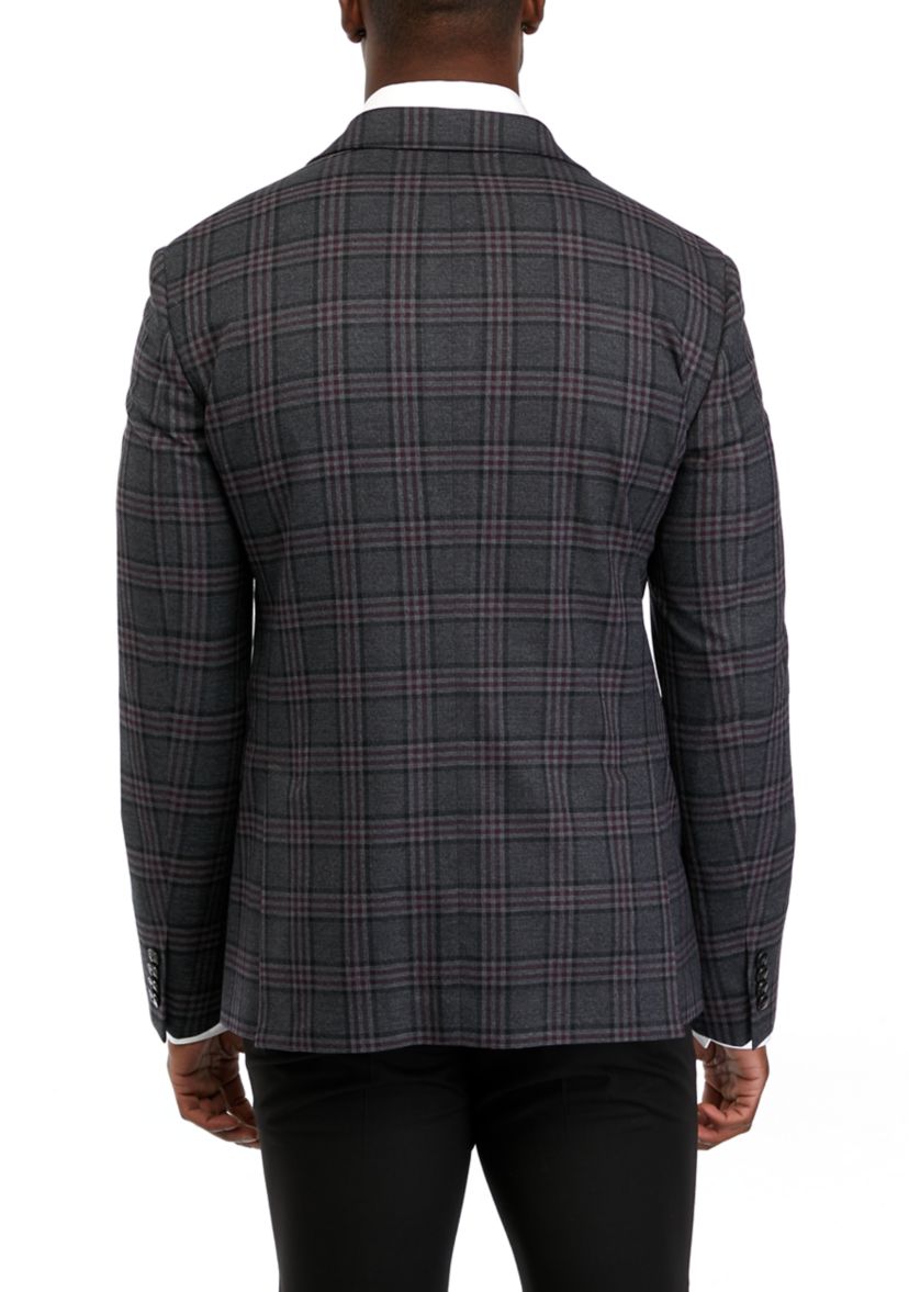 Single Breasted 2-Button-Front Plaid Blazer 