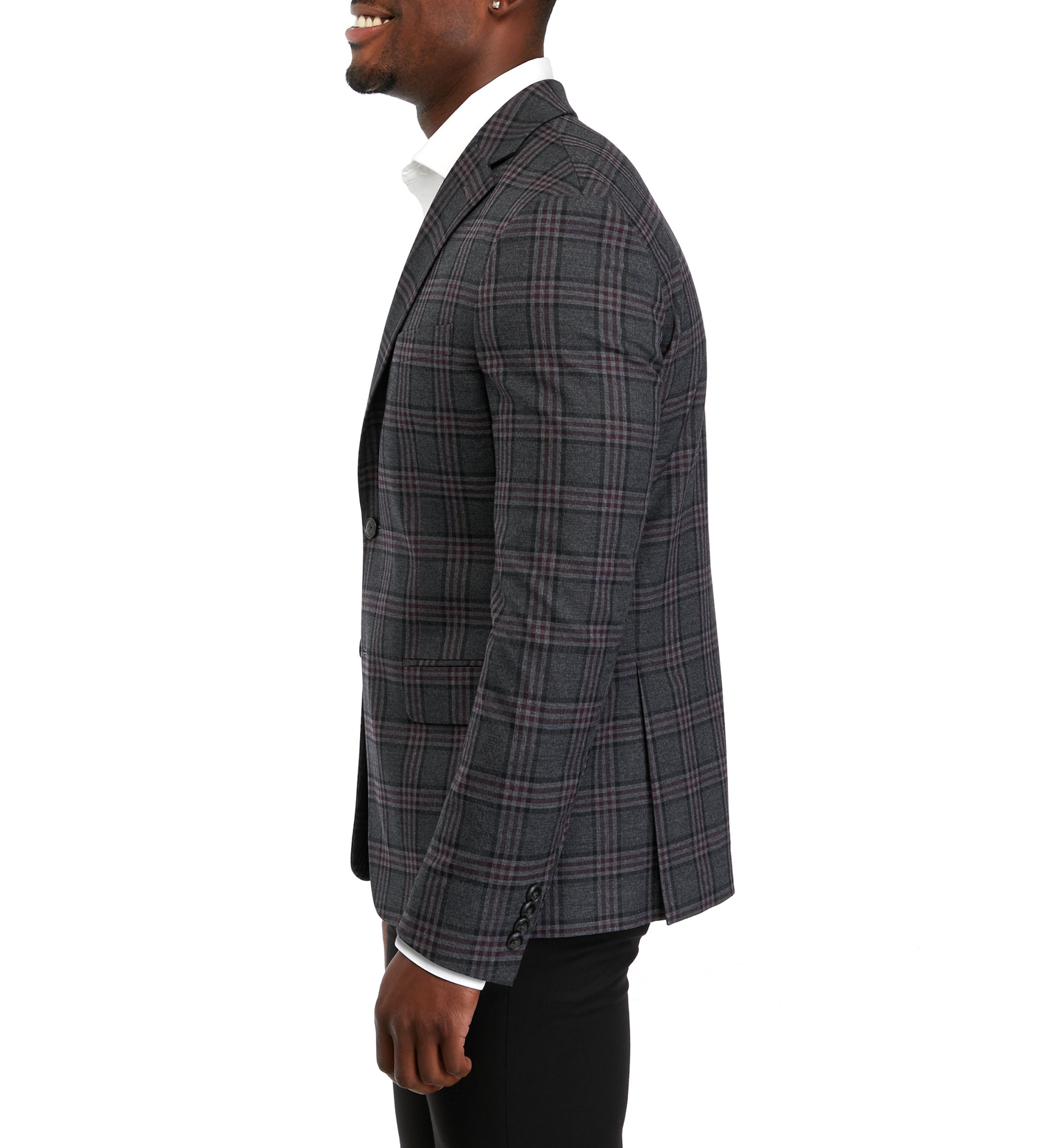 Single Breasted 2-Button-Front Plaid Blazer 