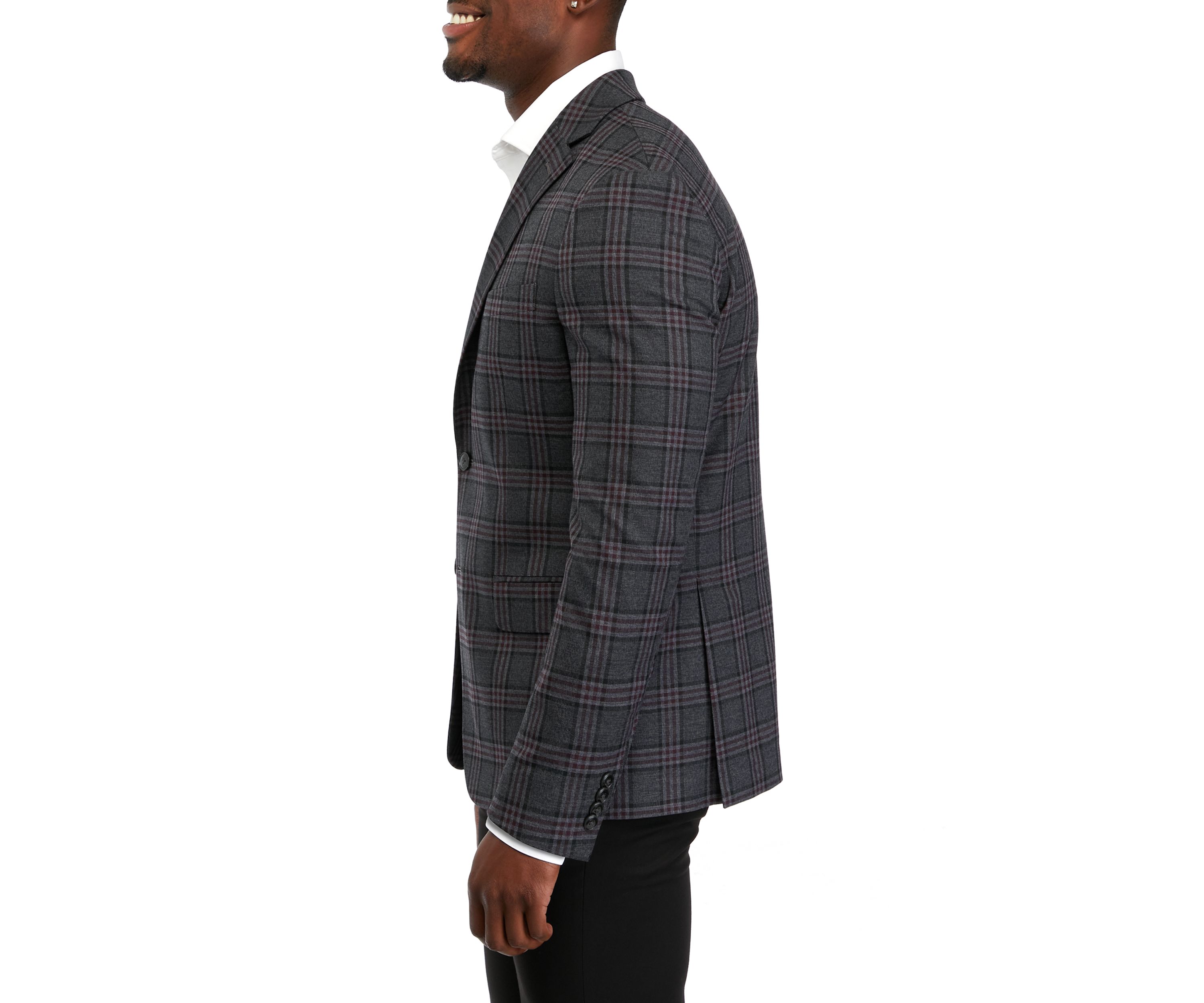 Single Breasted 2-Button-Front Plaid Blazer 